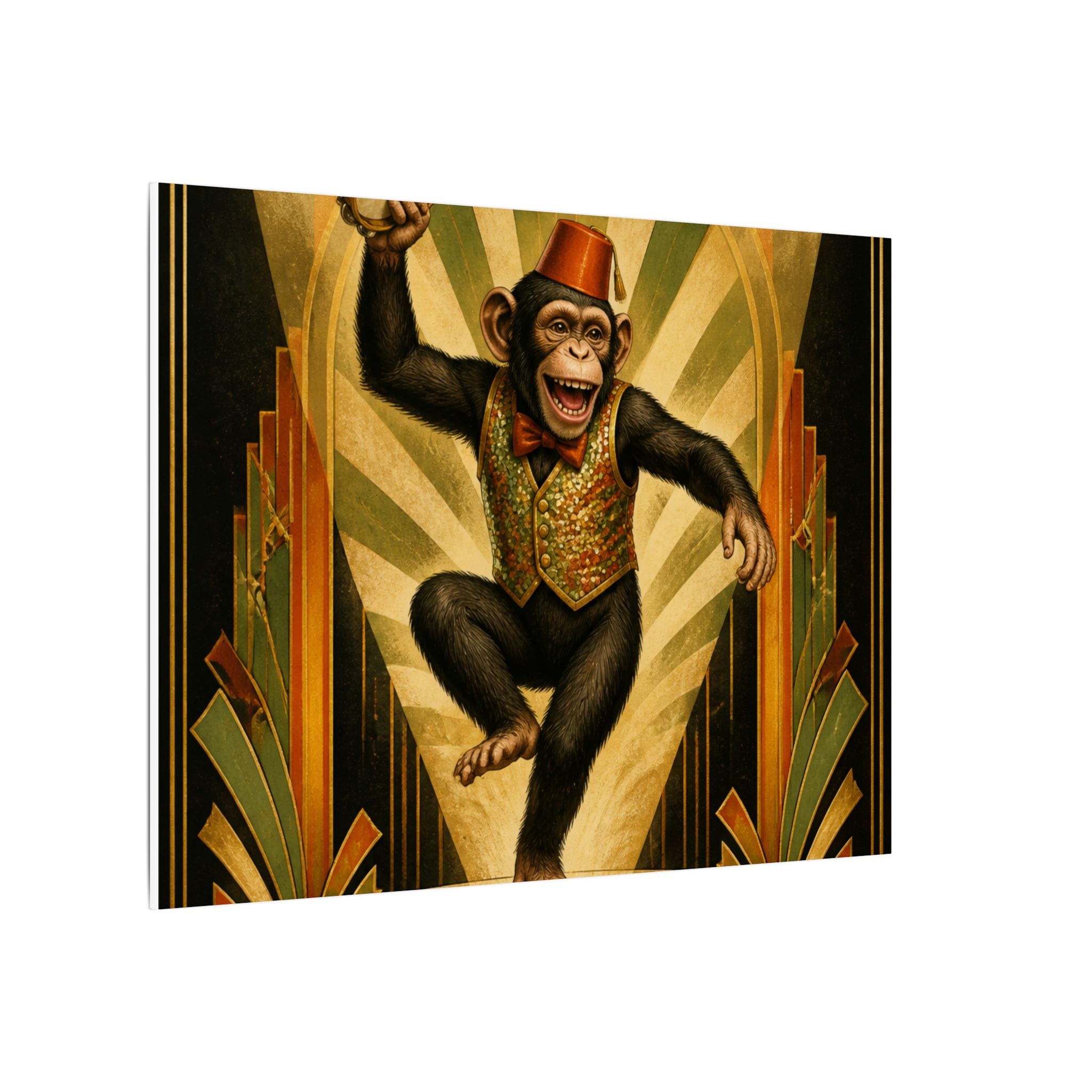 Dancing Monkey Wall Art Canvas 16×20 Art Deco Entryway Decor Maximalist Print