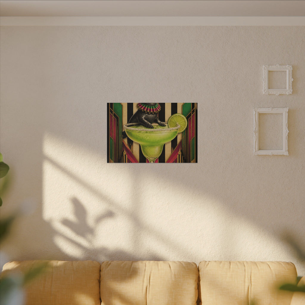 Margarita Balancing Seal Wall Art Canvas 24×36 Art Deco Bar Area Decor Maximalist Print