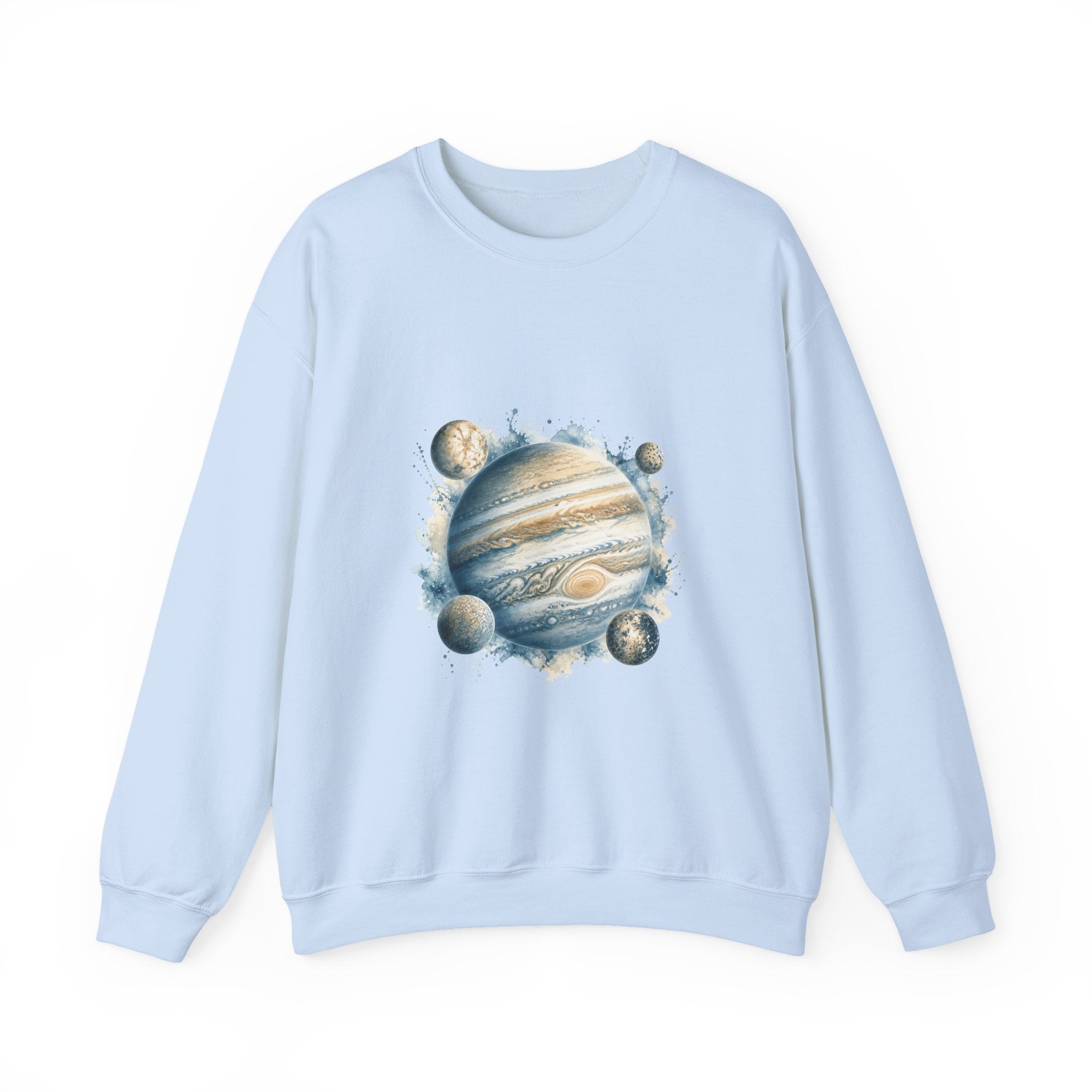 Matching Couple Sweatshirt - Saturn & Jupiter Matching Couple Crewneck Sweatshirt Watercolor Art His Hers Engagement Gift - Design B