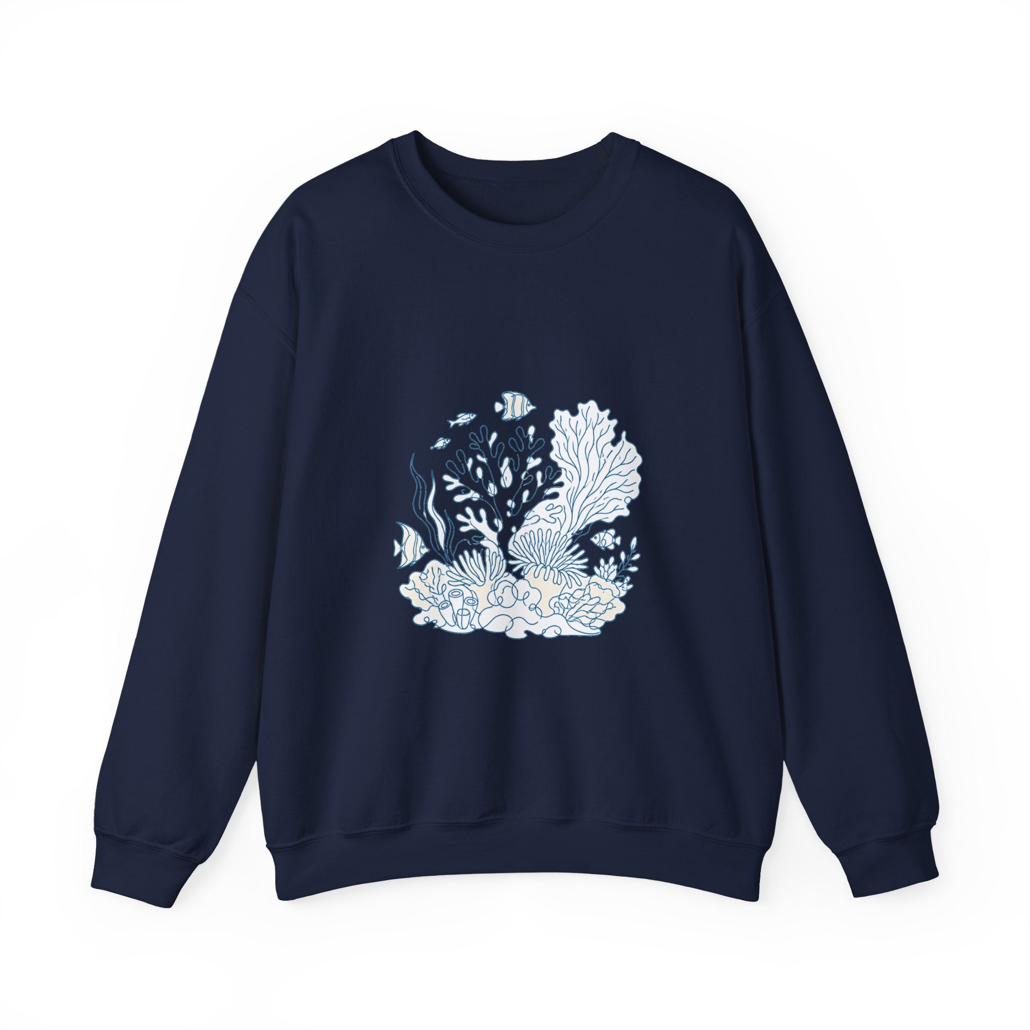 Matching Couple Sweatshirt - Coral Reef & Deep Sea Matching Couple Comfort Colors Crew Minimalist Art His Hers Christmas Gift - Design A