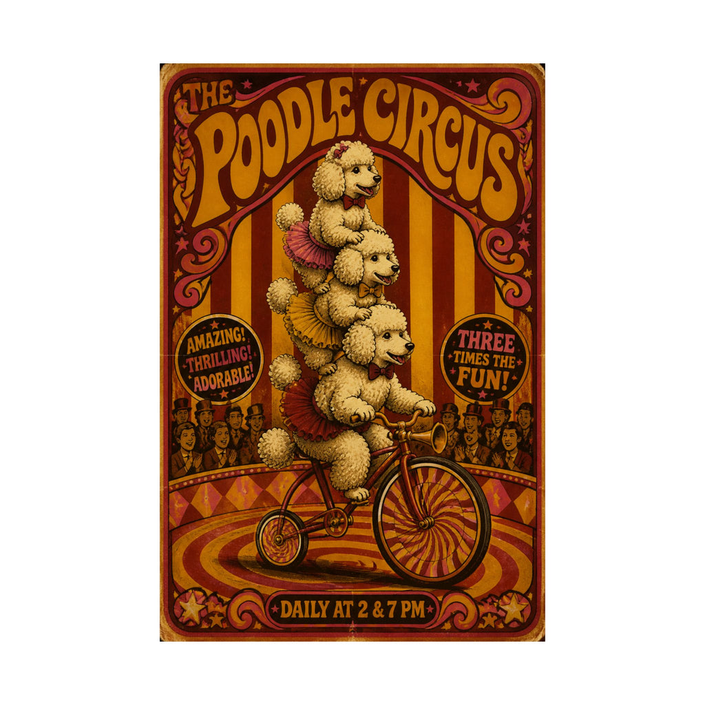 Poodle Stack Bicycle Wall Art Poster 18×24 Psychedelic Cafe Decor Maximalist Print