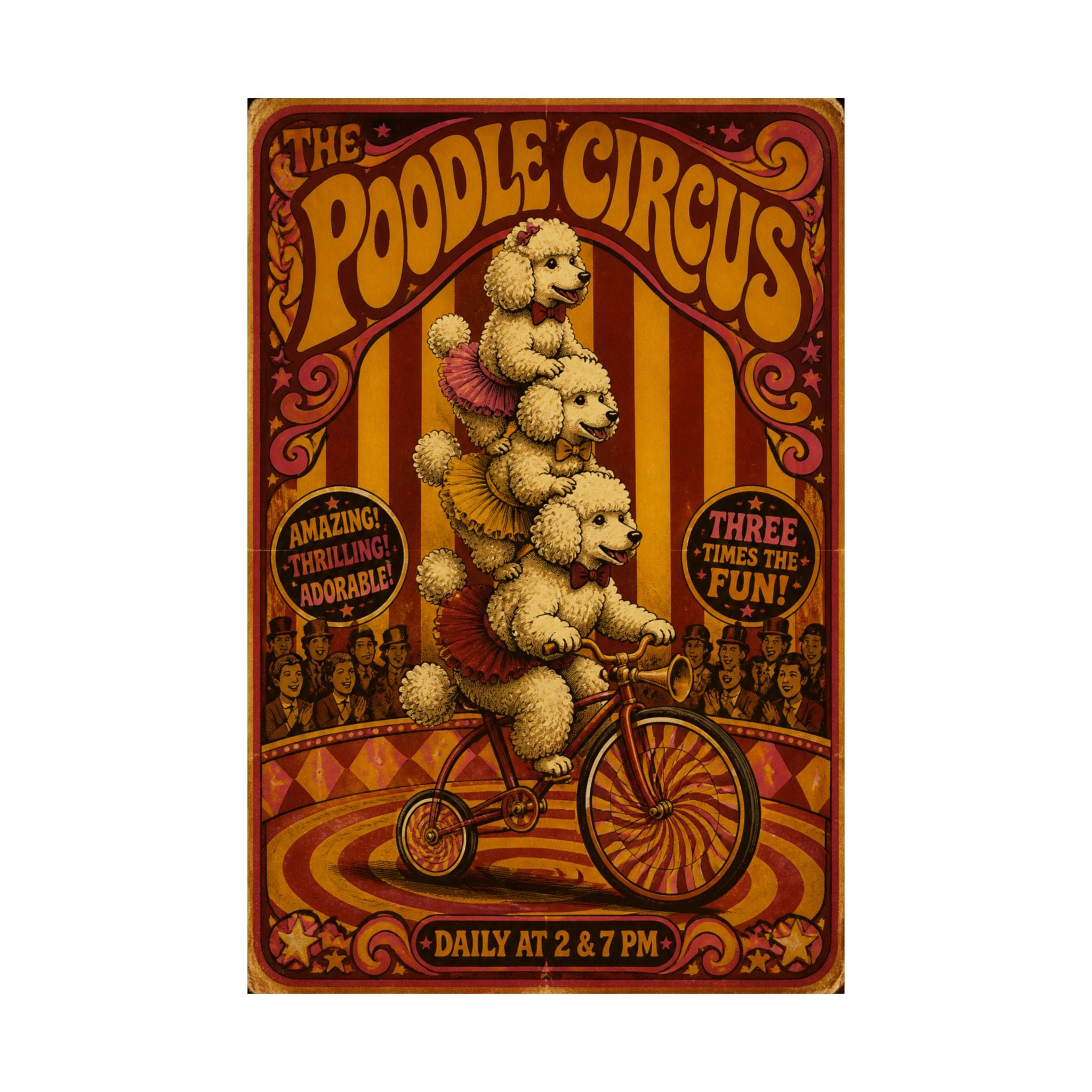 Poodle Stack Bicycle Wall Art Poster 18×24 Psychedelic Cafe Decor Maximalist Print
