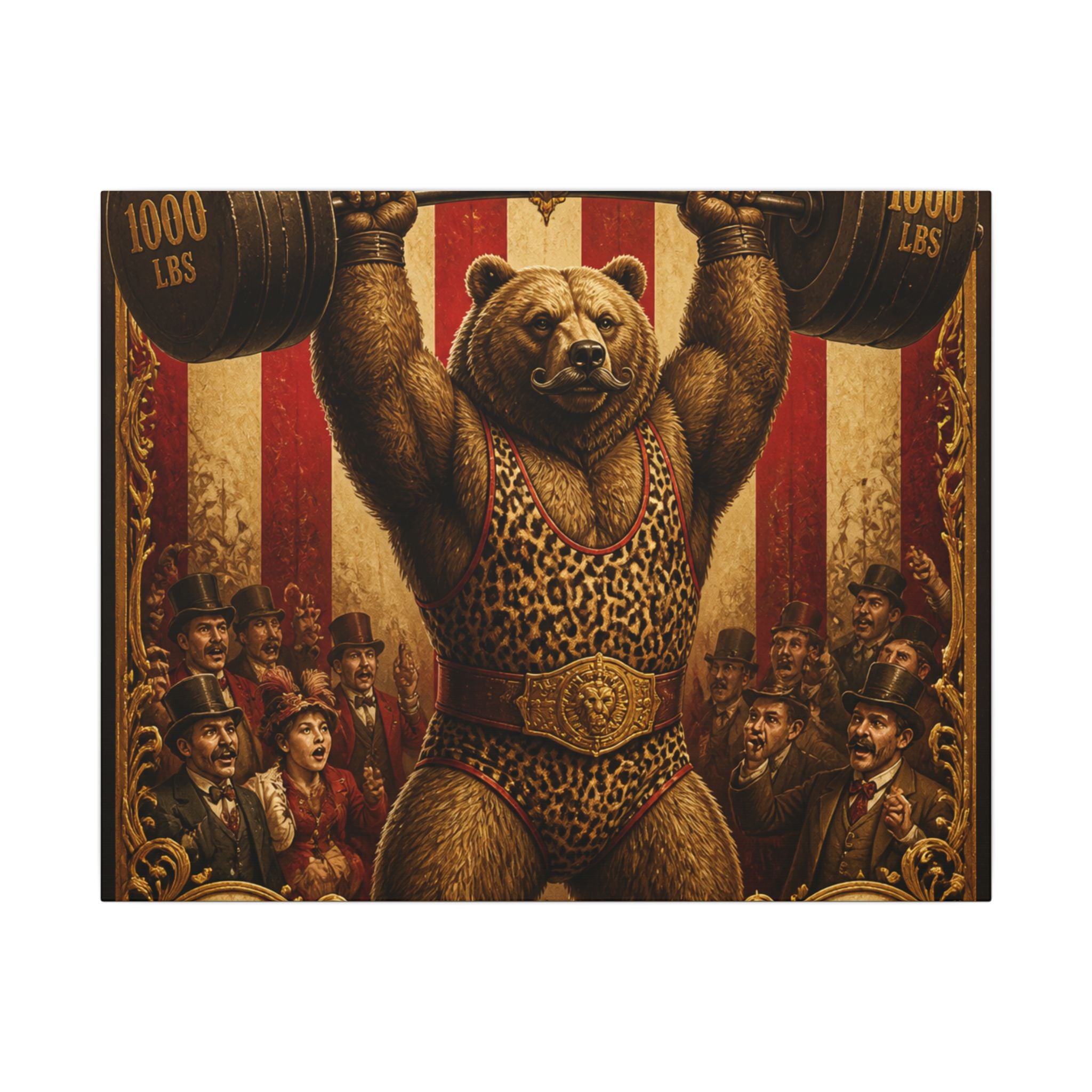 Strongman Bear Wall Art Canvas 16×20 Baroque Home Office Decor Maximalist Print