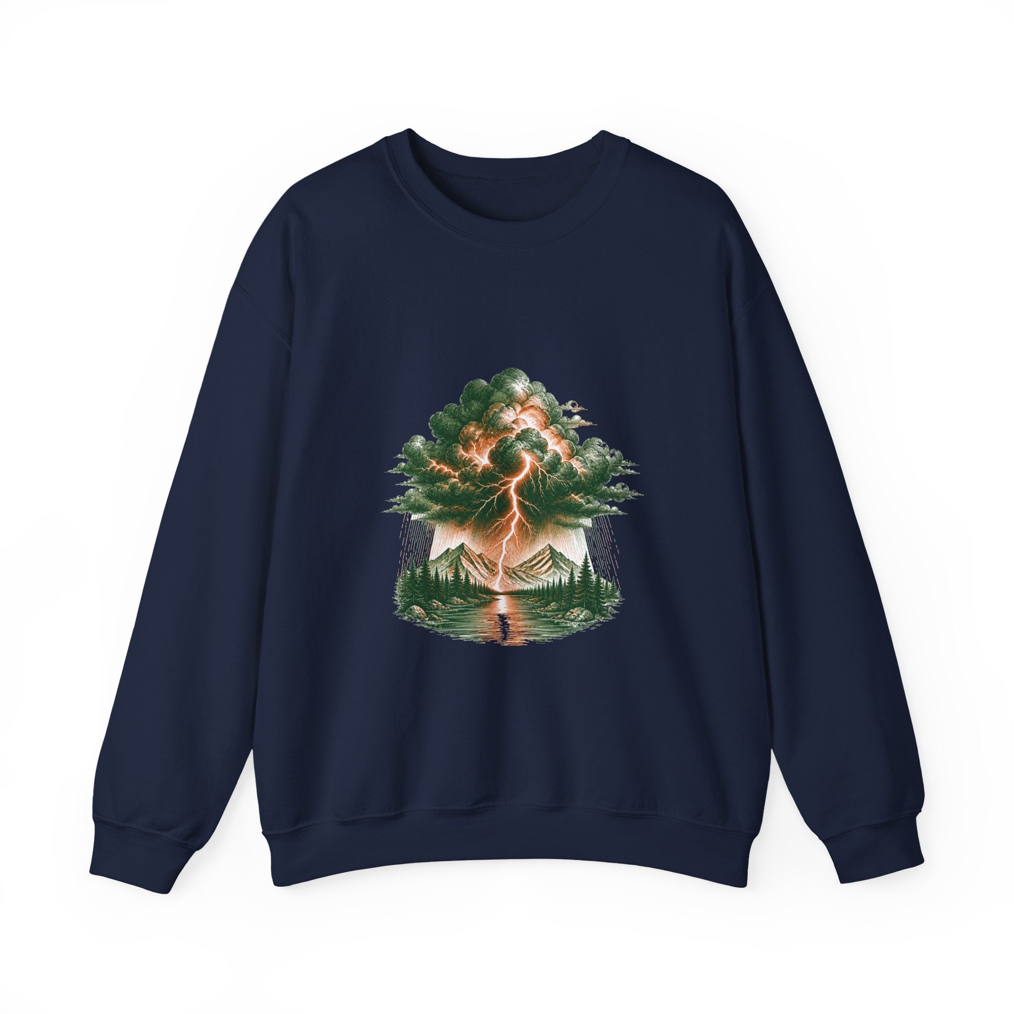 Matching Couple Sweatshirt - Storm & Rainbow Matching Couple Premium Fleece Sweatshirt Hand-Drawn Art His Hers Anniversary Gift - Design A