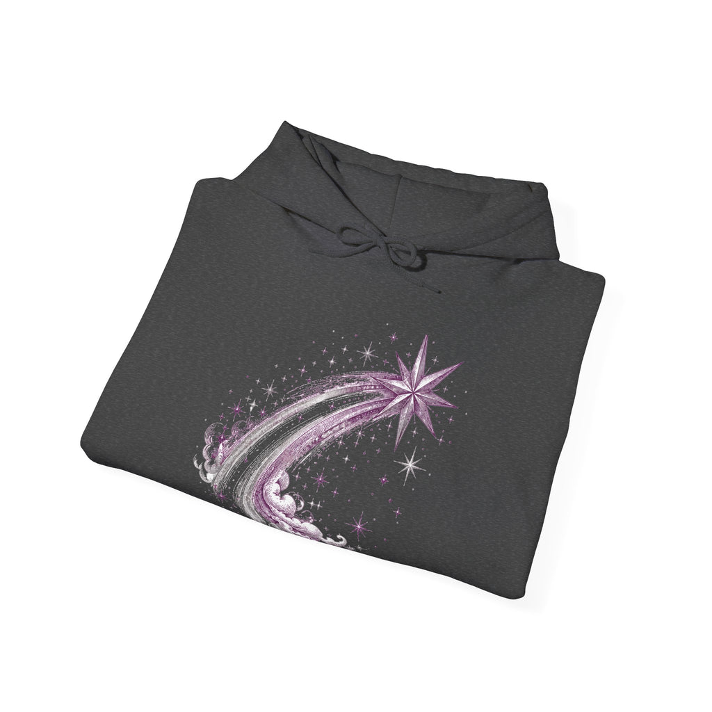 Matching Couple Sweatshirt - Shooting Star & North Star Matching Couple Hooded Sweatshirt Vintage Art His Hers Wedding Gift - Design A