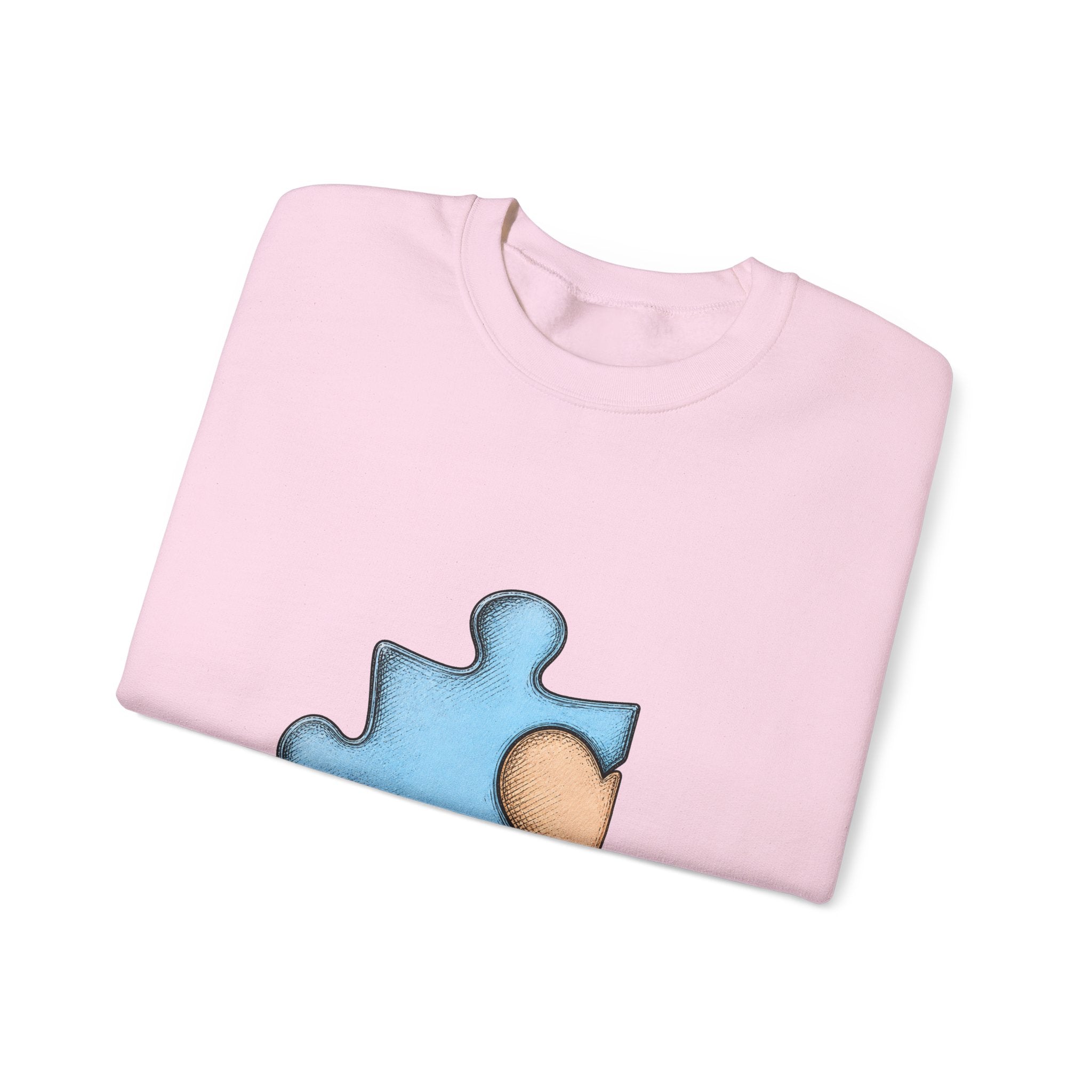 Matching Couple Sweatshirt - Puzzle Pieces Matching Couple Crewneck Sweatshirt Hand-Drawn Art His Hers Best Friend Gift - Design A