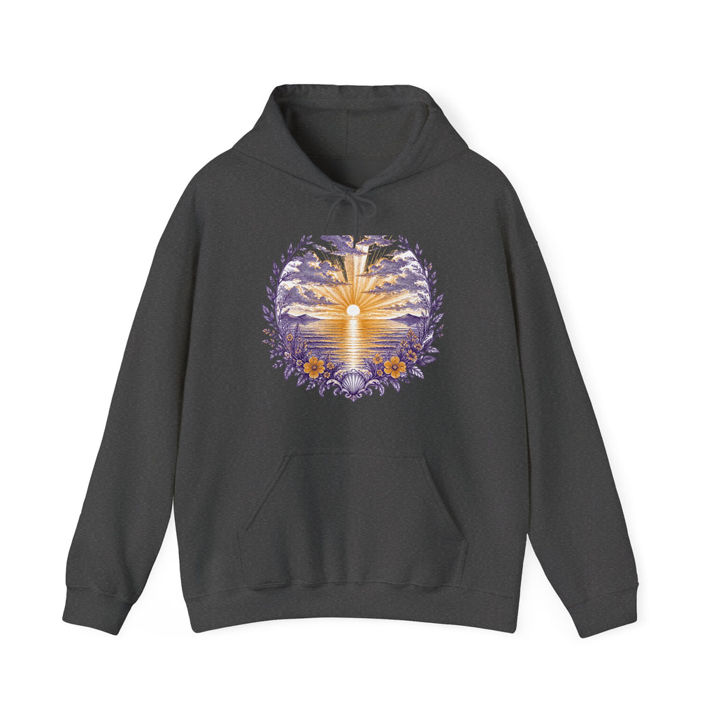 Matching Couple Sweatshirt - Sunrise & Sunset Matching Couple Hooded Sweatshirt Vintage Art His Hers Wedding Gift - Design A