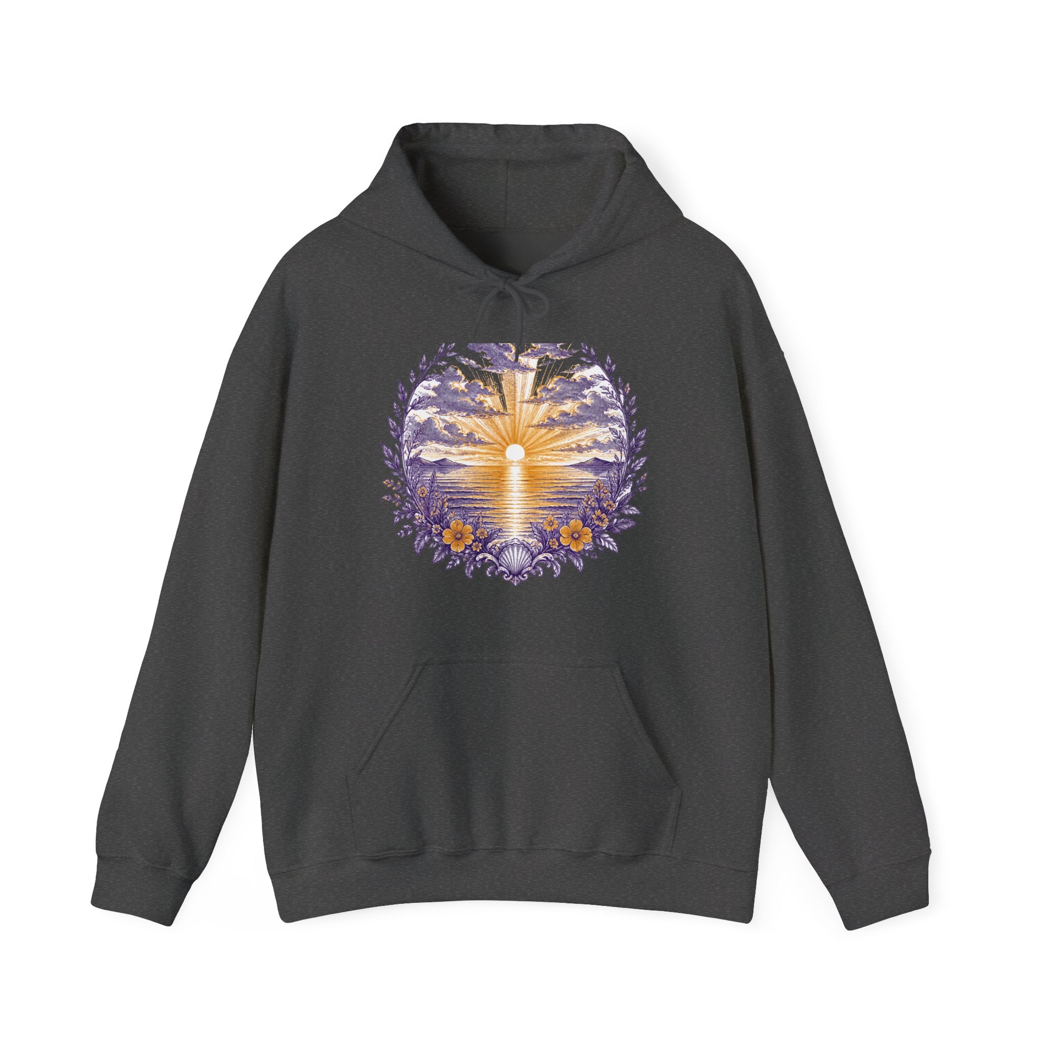 Matching Couple Sweatshirt - Sunrise & Sunset Matching Couple Hooded Sweatshirt Vintage Art His Hers Wedding Gift - Design A