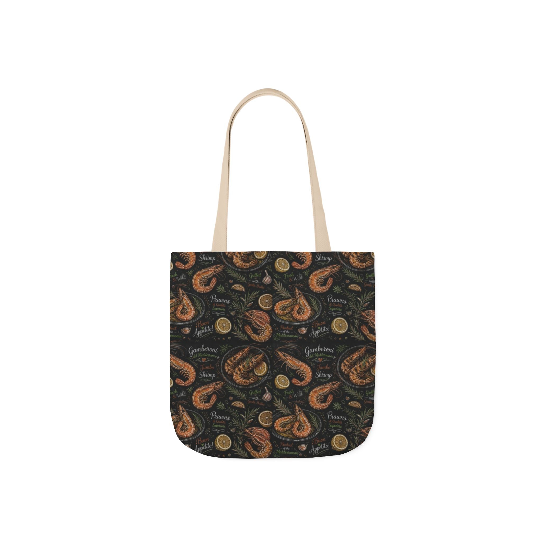 Mediterranean Shrimp Canvas Tote Bag Mediterranean Kitchen Chalk Art Design Italian Cottagecore Gift