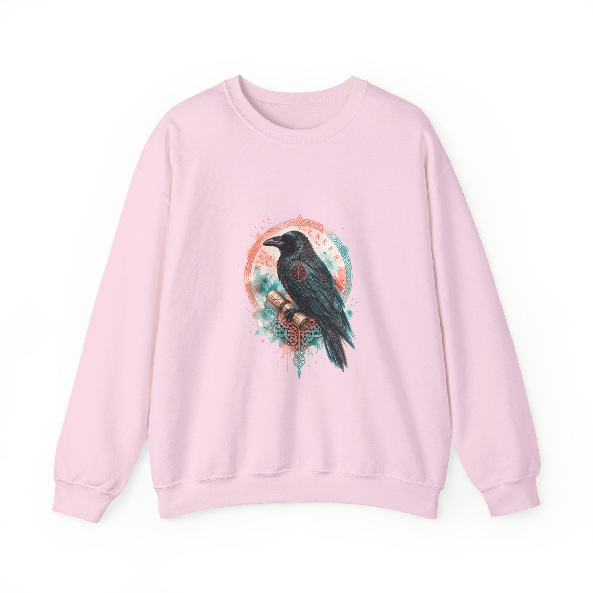 Matching Couple Sweatshirt - Huginn & Muninn Matching Couple Crewneck Sweatshirt Watercolor Art His Hers Engagement Gift - Design B
