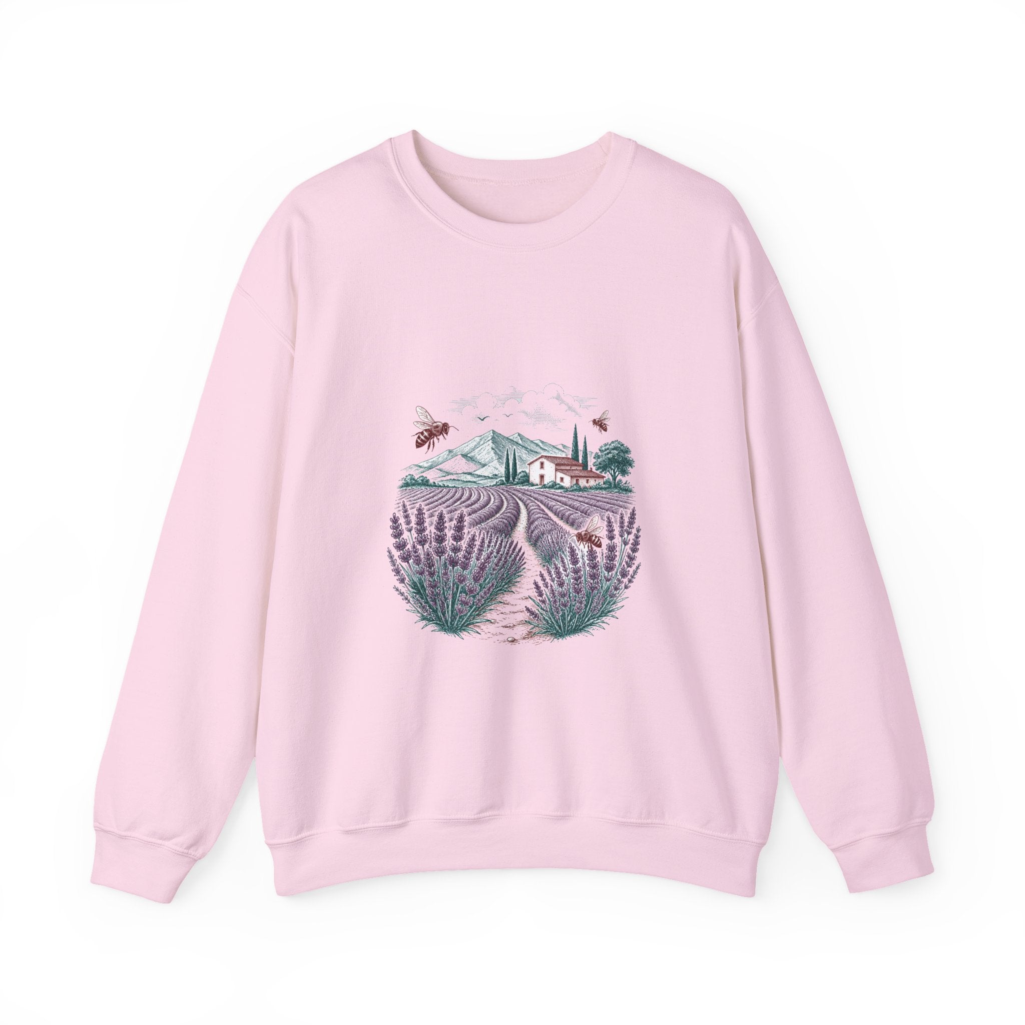 Matching Couple Sweatshirt - Lavender Fields & Canyon Matching Couple Crewneck Sweatshirt Hand-Drawn Art His Hers Best Friend Gift - Design A