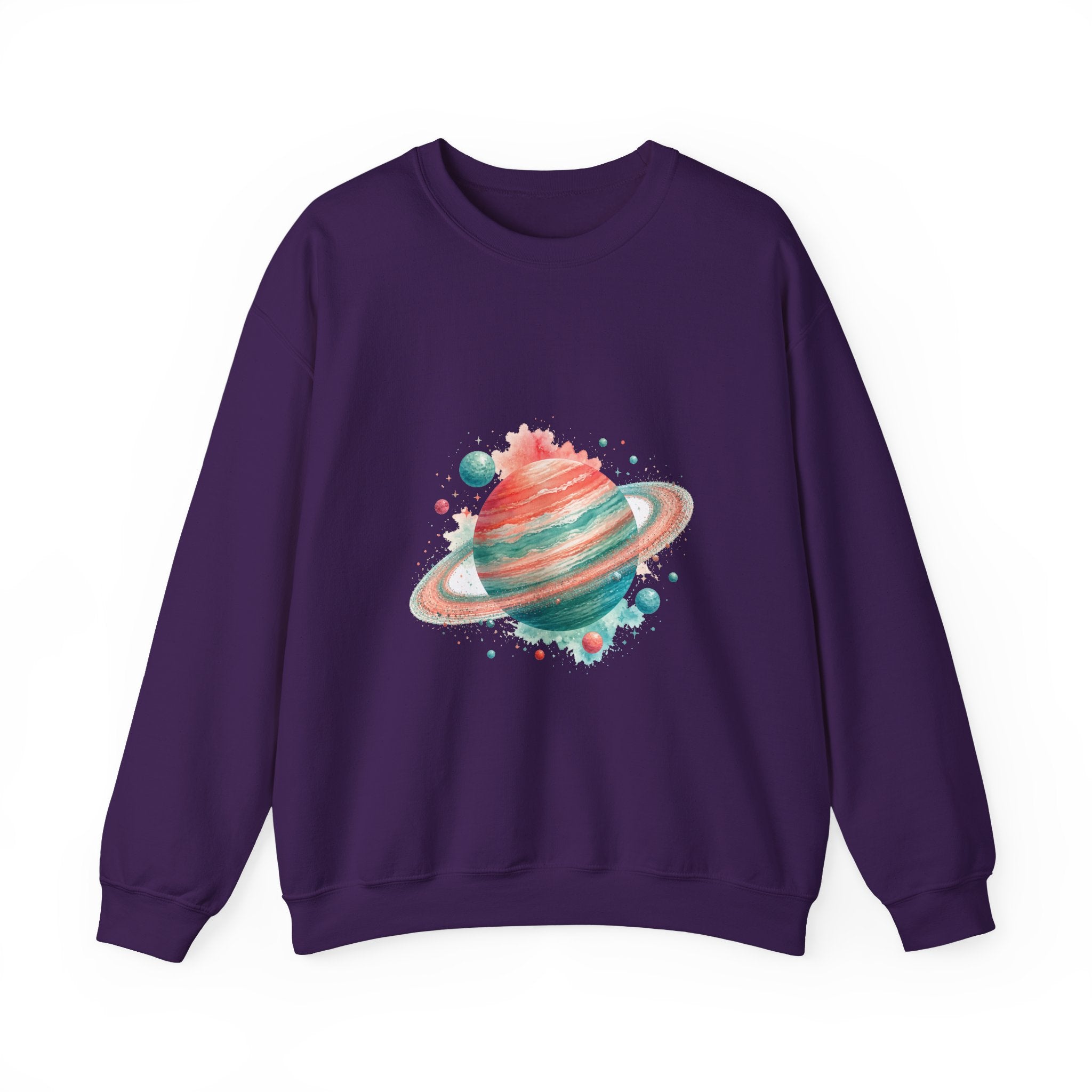 Matching Couple Sweatshirt - Astronaut & Planet Matching Couple Premium Fleece Sweatshirt Watercolor Art His Hers Birthday Gift - Design B