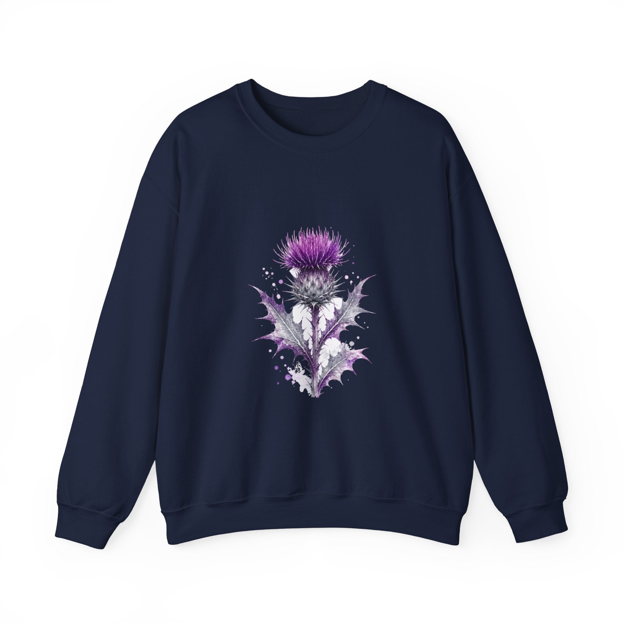 Matching Couple Sweatshirt - Lavender & Thistle Matching Couple Comfort Colors Crew Watercolor Art His Hers Birthday Gift - Design B
