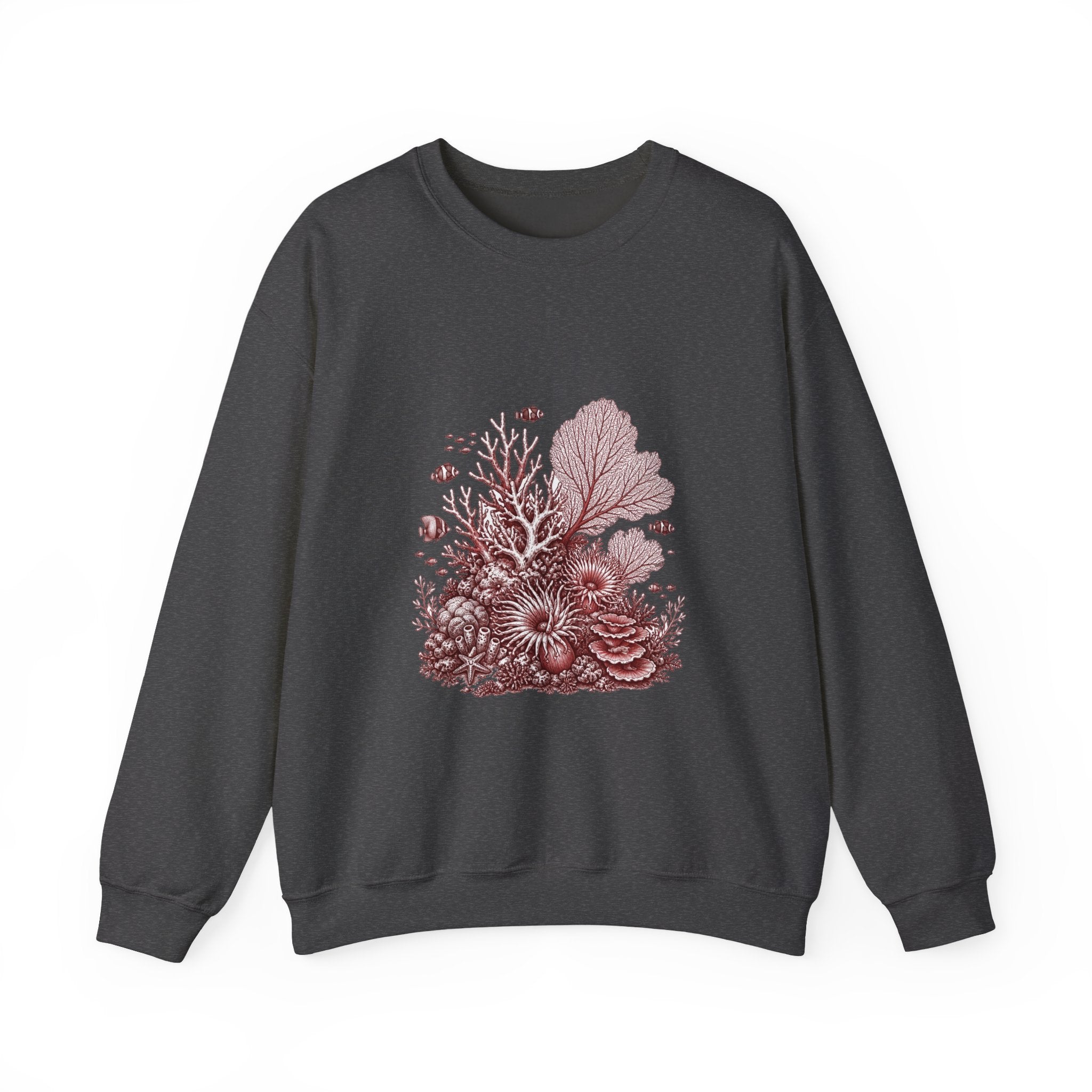 Matching Couple Sweatshirt - Coral Reef & Deep Sea Matching Couple Premium Fleece Sweatshirt Hand-Drawn Art His Hers Anniversary Gift - Design A