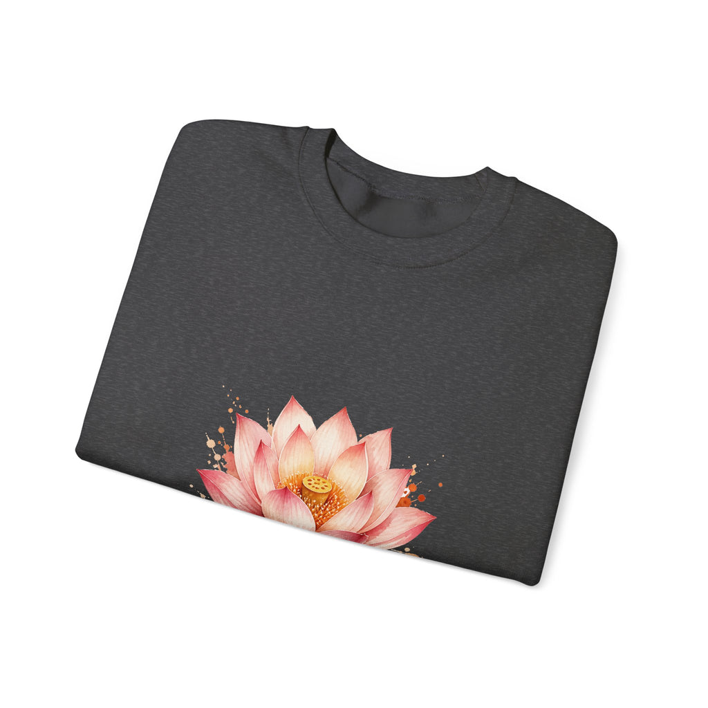 Matching Couple Sweatshirt - Open & Closed Lotus Matching Couple Comfort Colors Crew Watercolor Art His Hers Birthday Gift - Design A