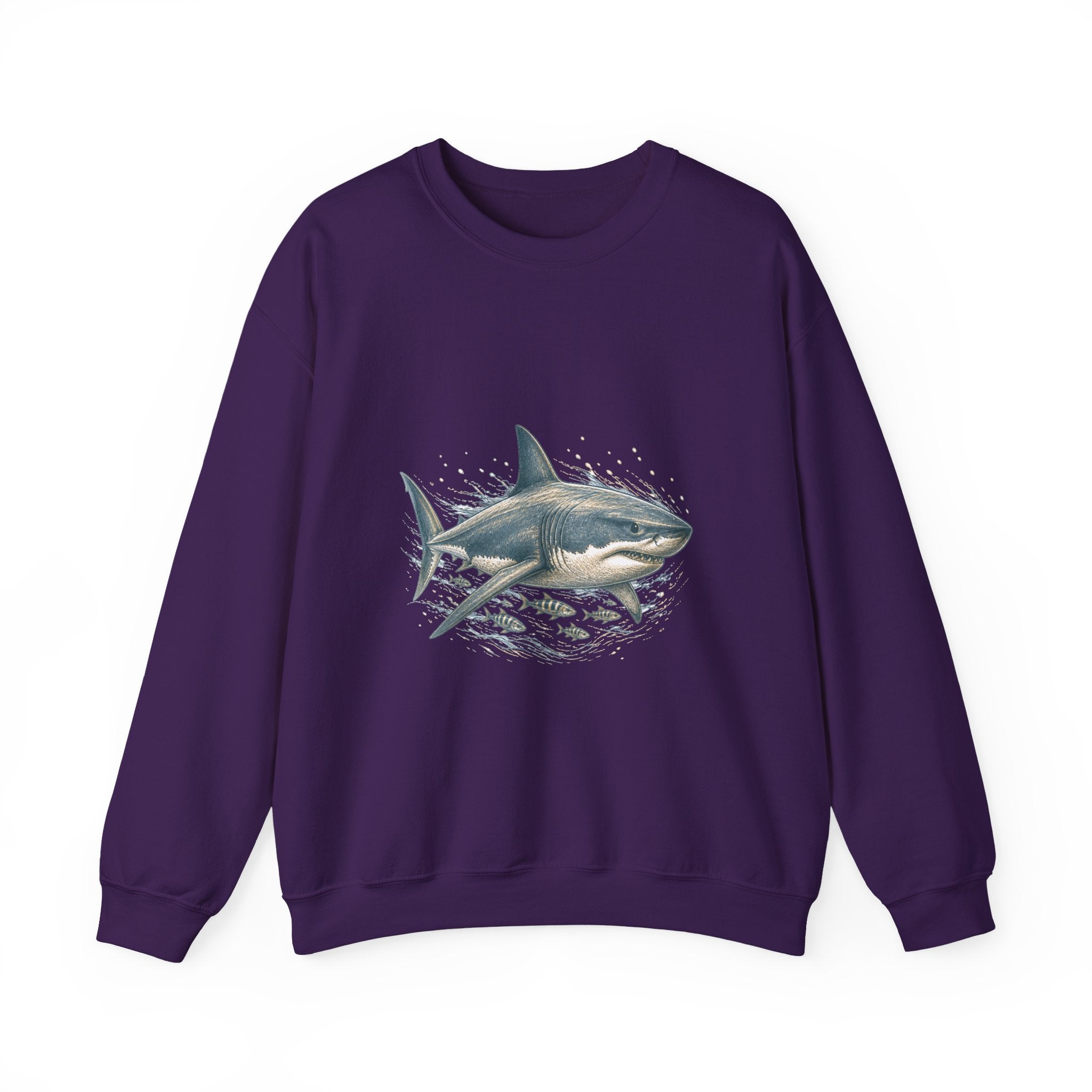 Matching Couple Sweatshirt - Shark & Dolphin Matching Couple Premium Fleece Sweatshirt Hand-Drawn Art His Hers Anniversary Gift - Design A