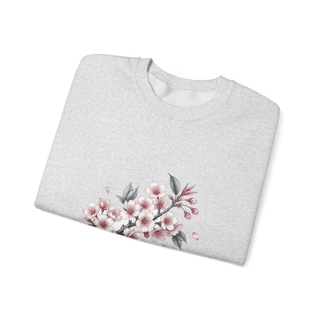 Matching Couple Sweatshirt - Cherry Blossom & Maple Leaf Matching Couple Crewneck Sweatshirt Vintage Art His Hers Wedding Gift - Design A