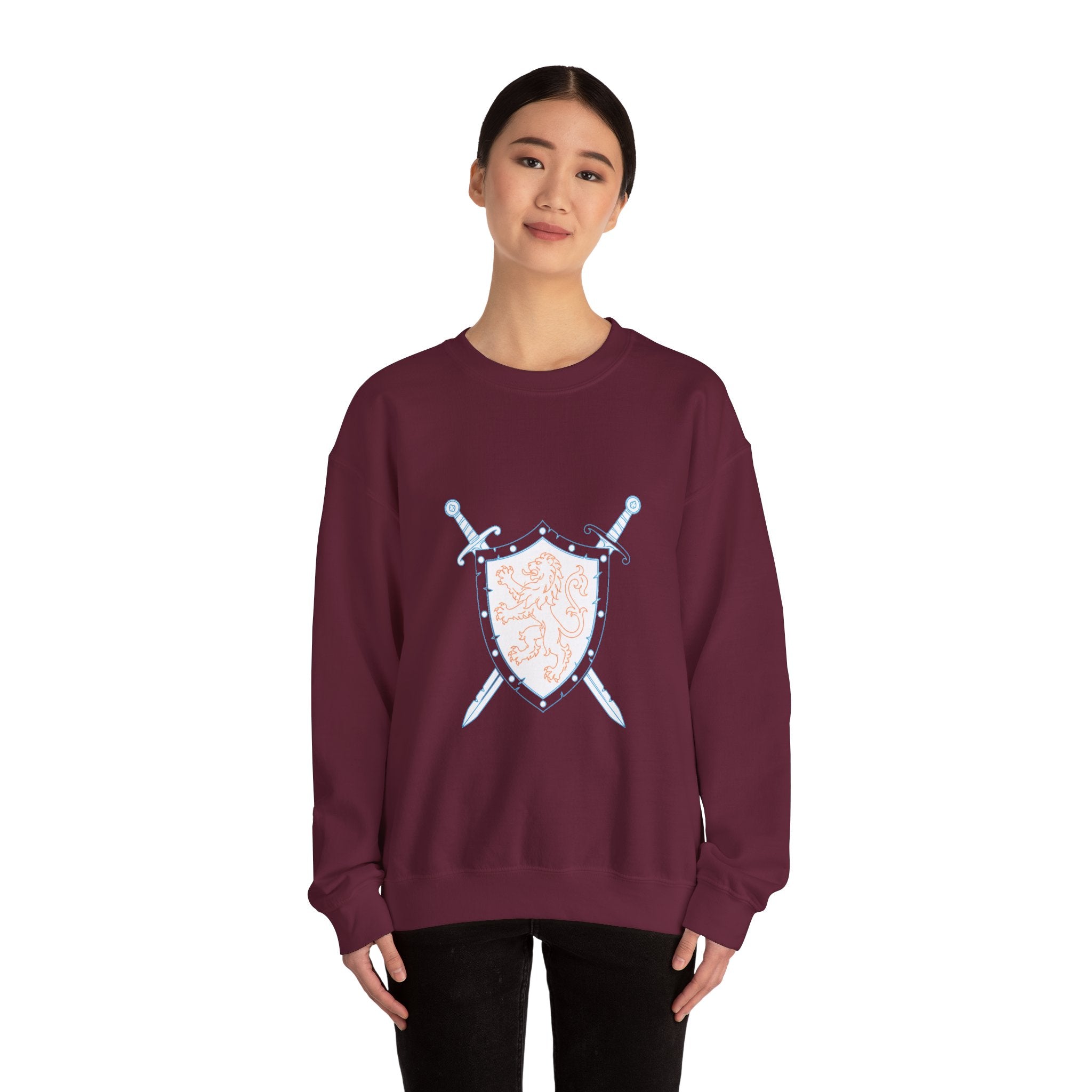 Matching Couple Sweatshirt - Crown & Shield Matching Couple Comfort Colors Crew Minimalist Art His Hers Christmas Gift - Design B