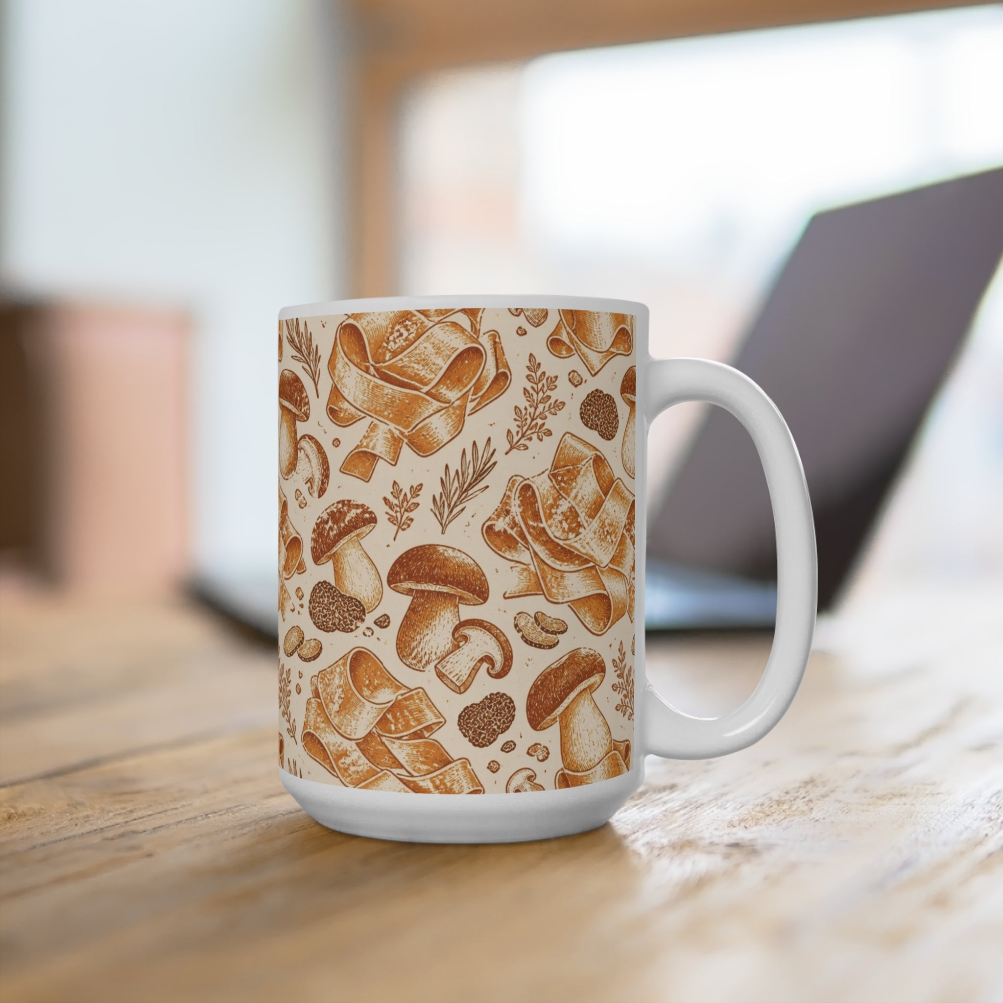 Pappardelle Ribbons 15oz Ceramic Mug Mediterranean Kitchen Linocut Design Italian Cottagecore Gift