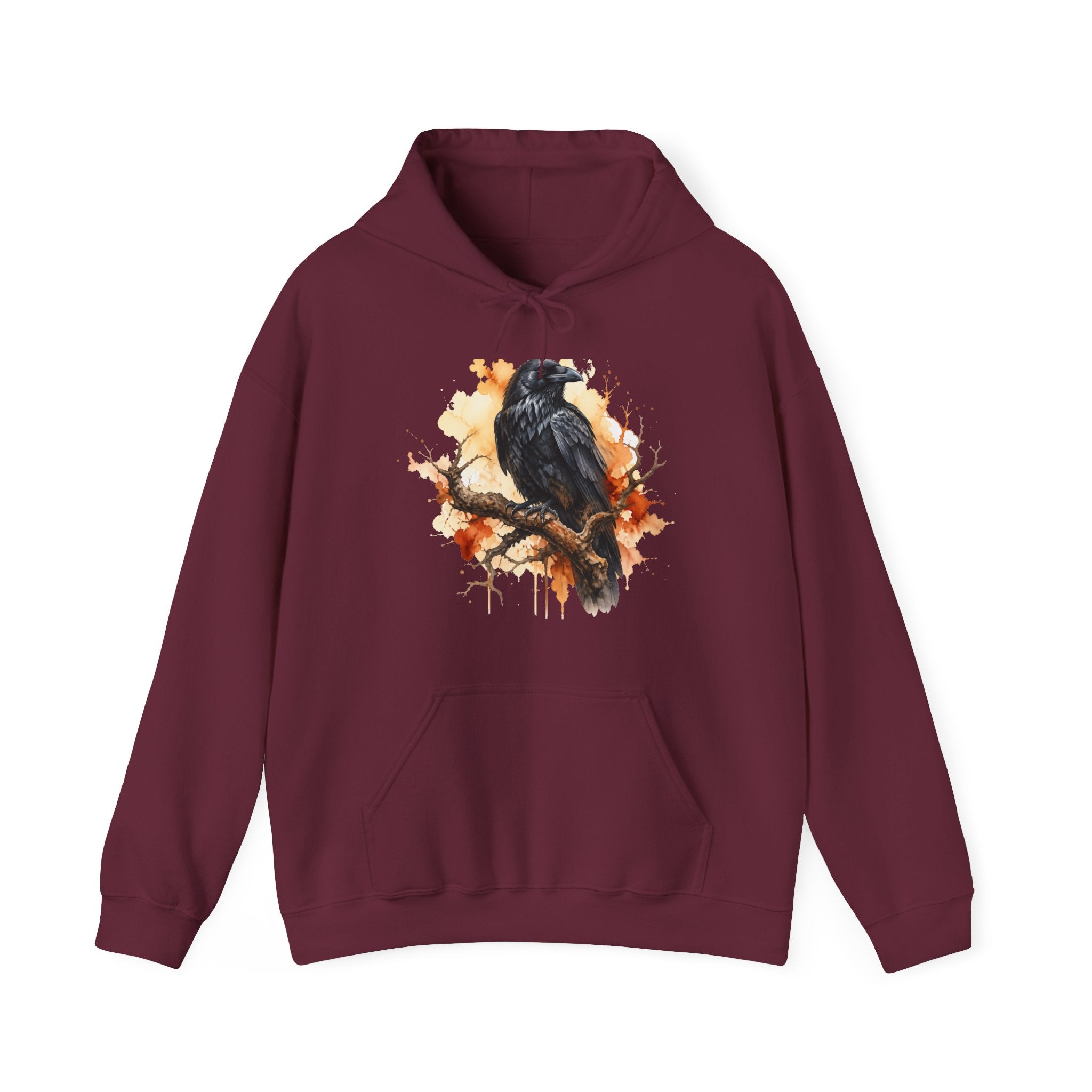 Matching Couple Sweatshirt - Raven & Swan Matching Couple Hooded Sweatshirt Watercolor Art His Hers Engagement Gift - Design A