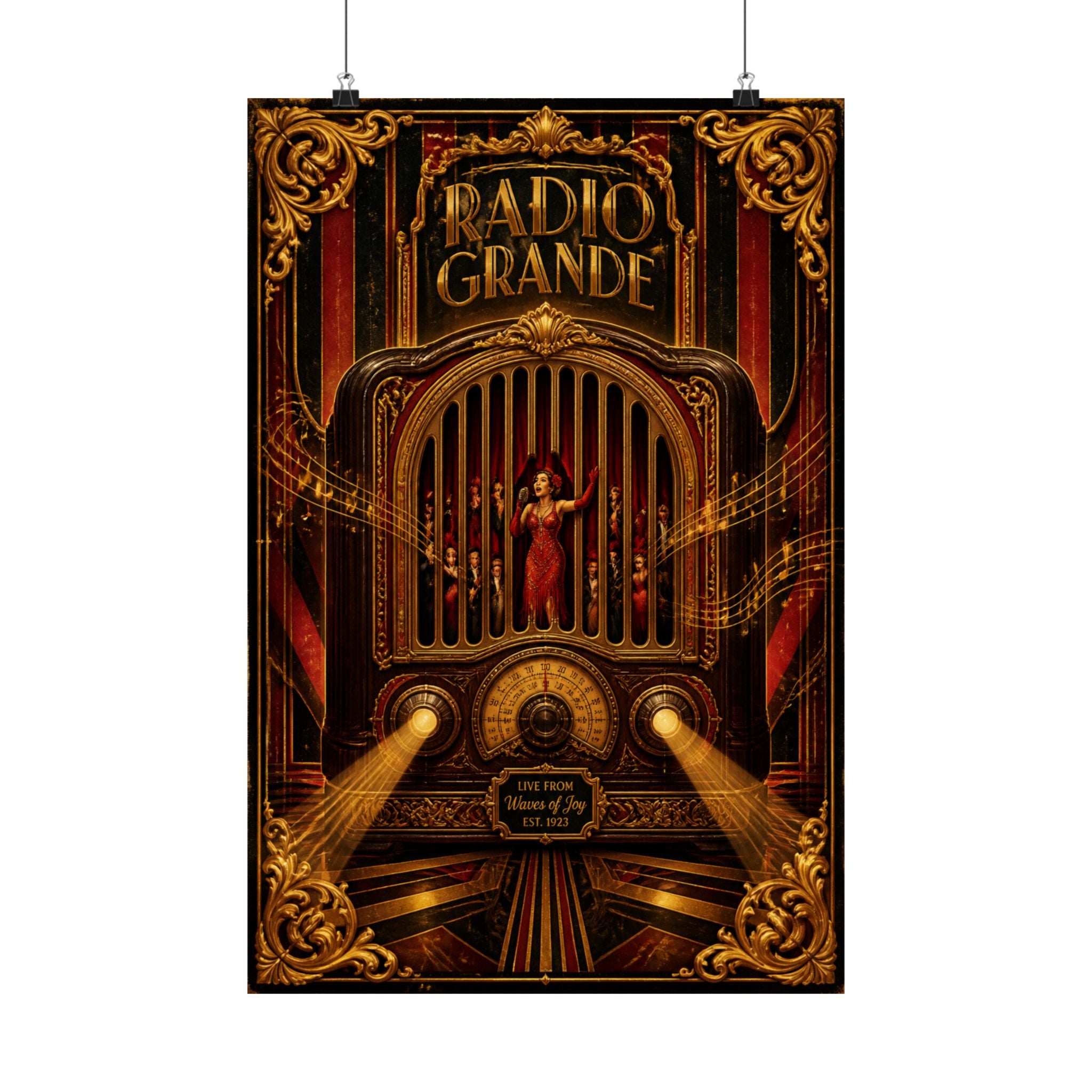 Vintage Radio Stage Wall Art Poster 18×24 Baroque Home Office Decor Maximalist Print