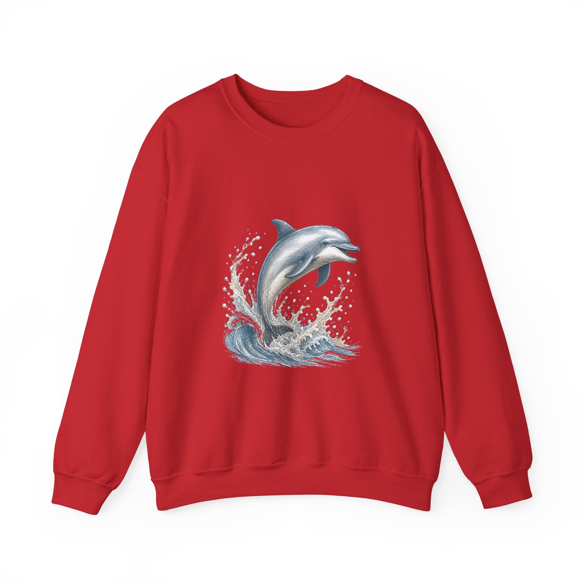Matching Couple Sweatshirt - Shark & Dolphin Matching Couple Premium Fleece Sweatshirt Hand-Drawn Art His Hers Anniversary Gift - Design B