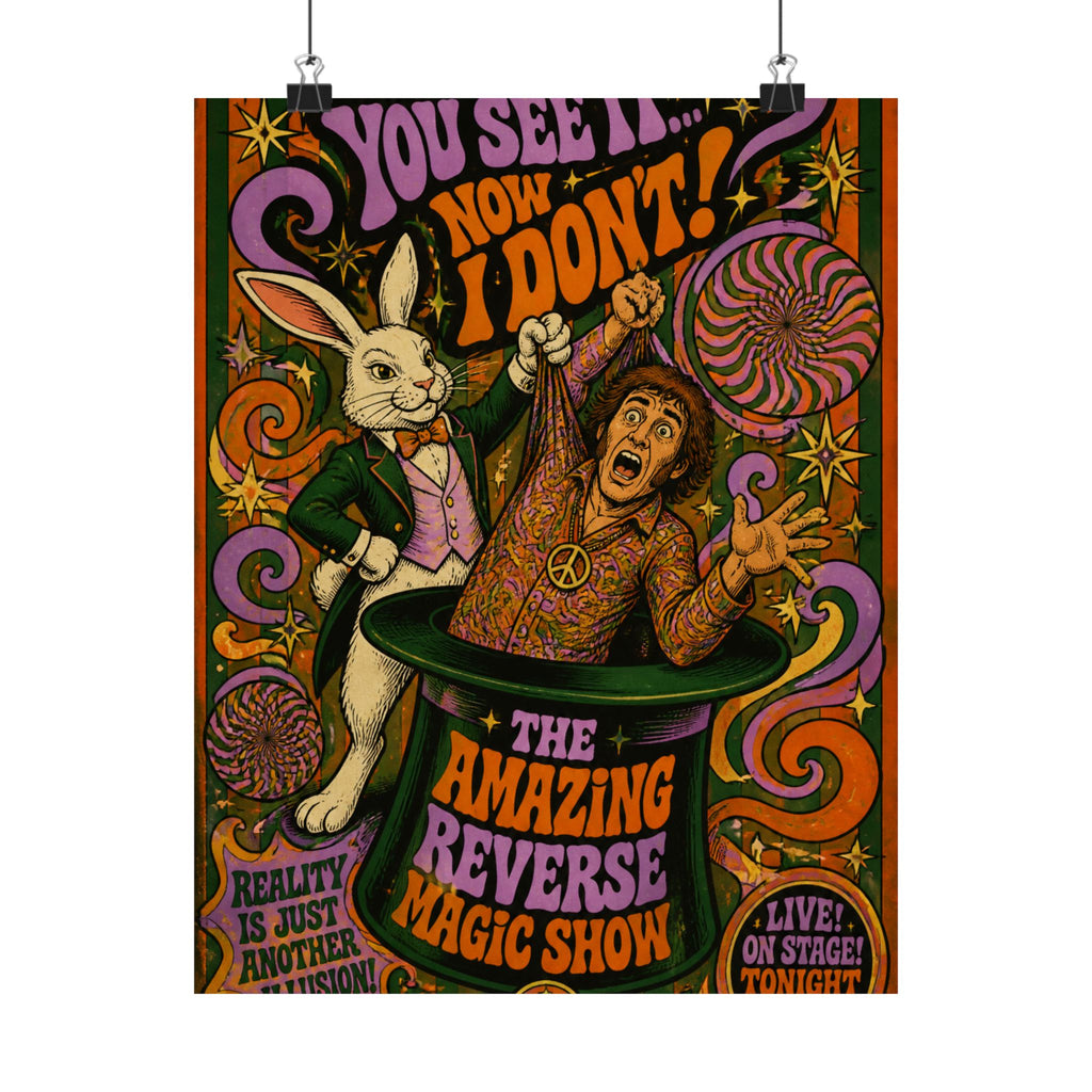Magic Hat Rabbit Wall Art Poster 18×24 Psychedelic Cafe Decor Maximalist Print
