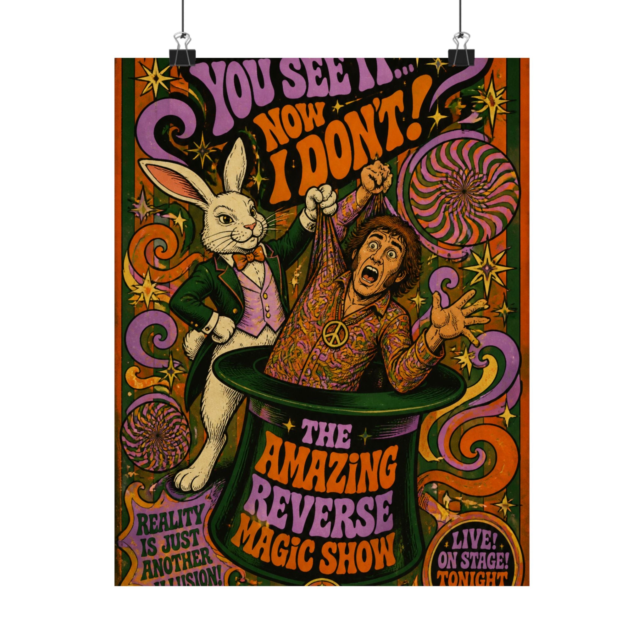 Magic Hat Rabbit Wall Art Poster 18×24 Psychedelic Cafe Decor Maximalist Print