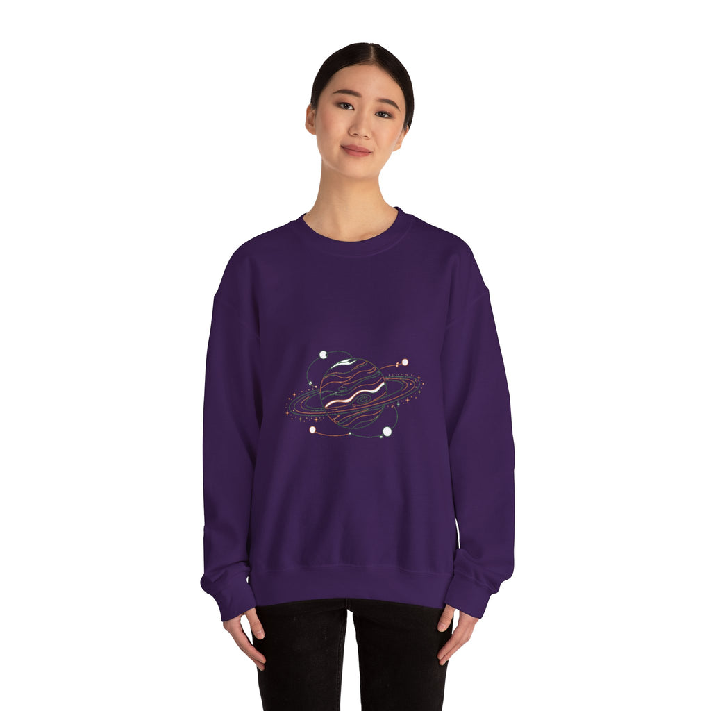 Matching Couple Sweatshirt - Astronaut & Planet Matching Couple Comfort Colors Crew Minimalist Art His Hers Christmas Gift - Design B