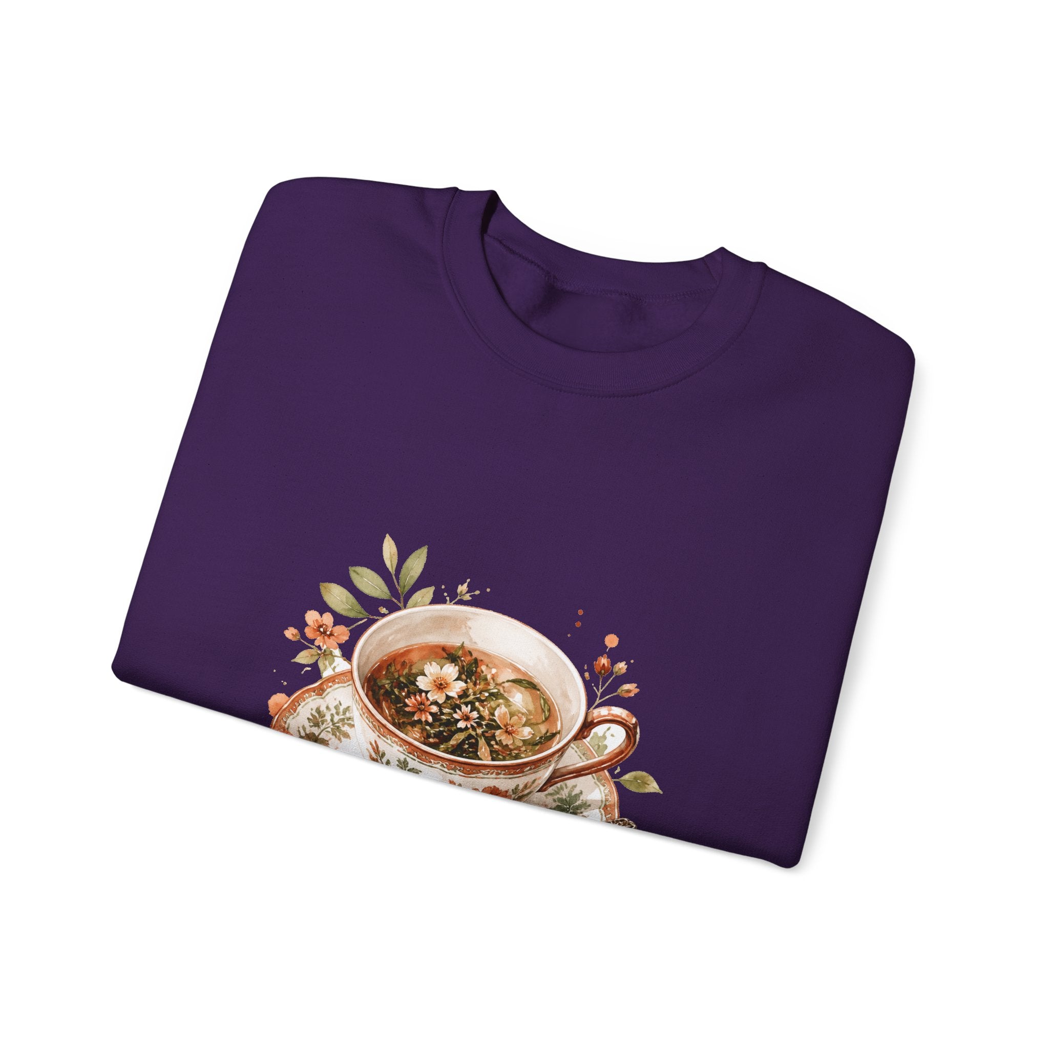 Matching Couple Sweatshirt - Coffee & Tea Matching Couple Crewneck Sweatshirt Watercolor Art His Hers Engagement Gift - Design B
