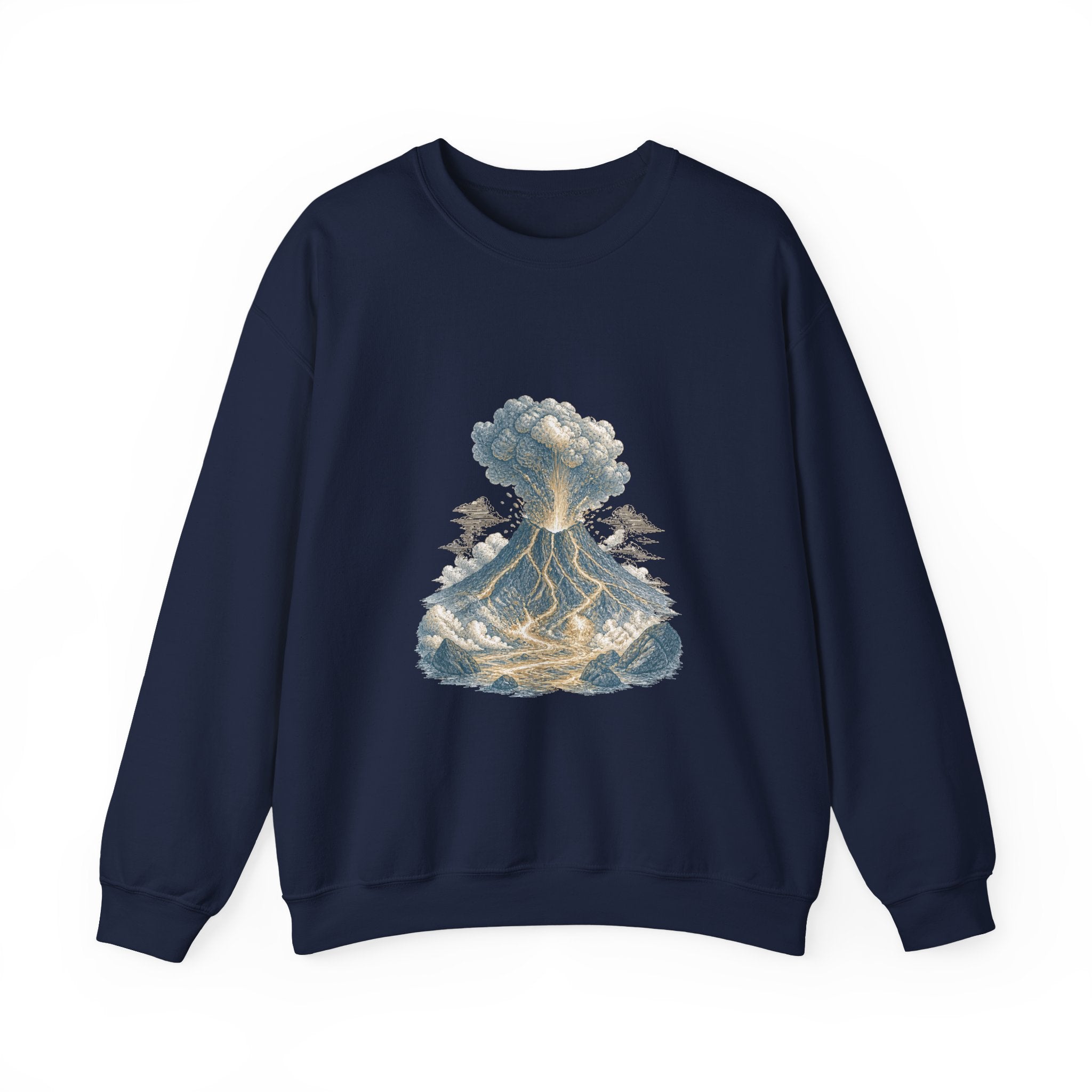 Matching Couple Sweatshirt - Volcano & Glacier Matching Couple Premium Fleece Sweatshirt Vintage Art His Hers Honeymoon Gift - Design A