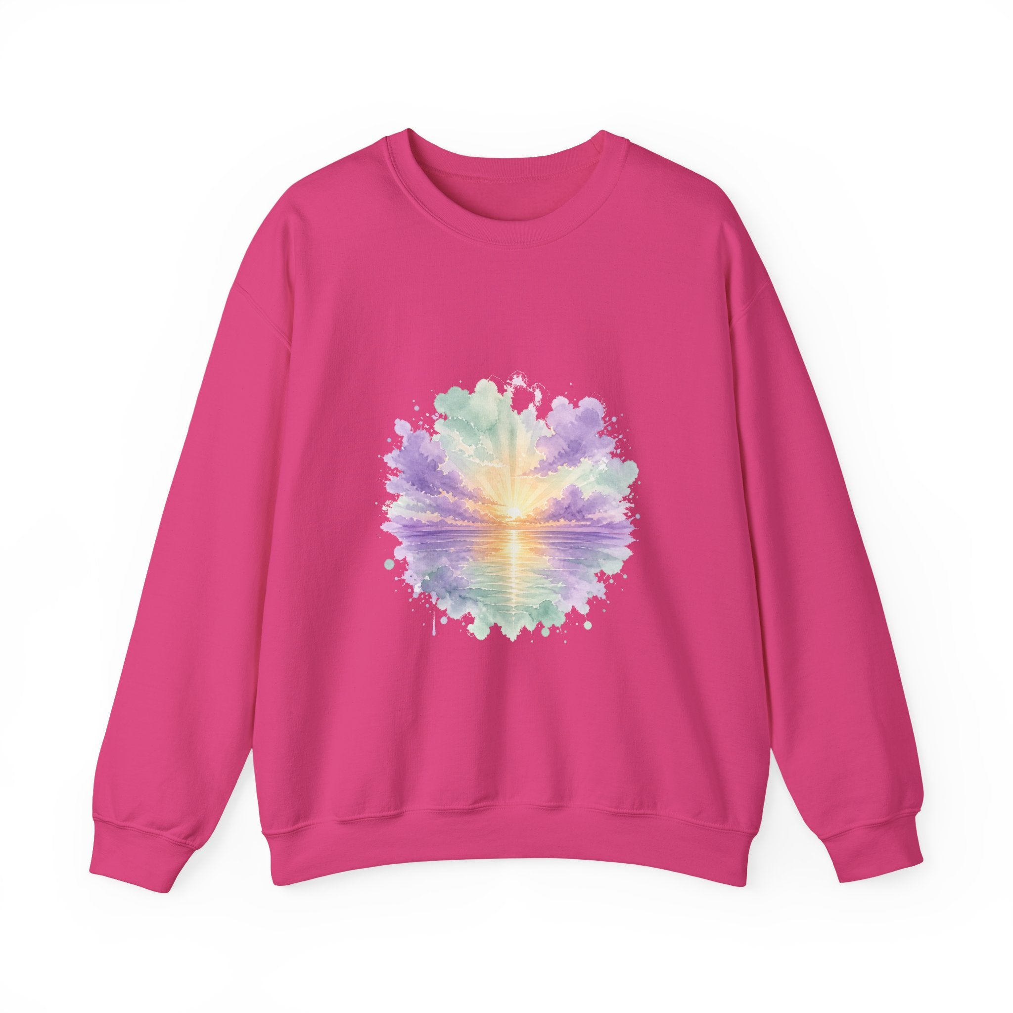 Matching Couple Sweatshirt - Sunrise & Sunset Matching Couple Comfort Colors Crew Watercolor Art His Hers Birthday Gift - Design A