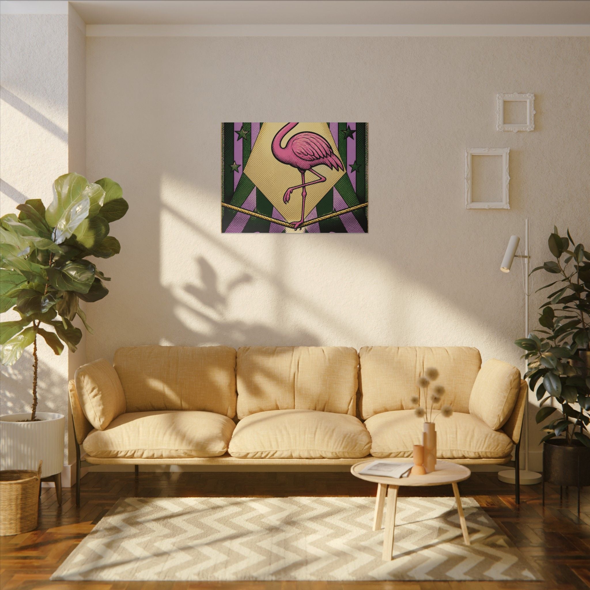 Flamingo Tightrope Wall Art Canvas 16×20 Pop Art Living Room Decor Maximalist Print