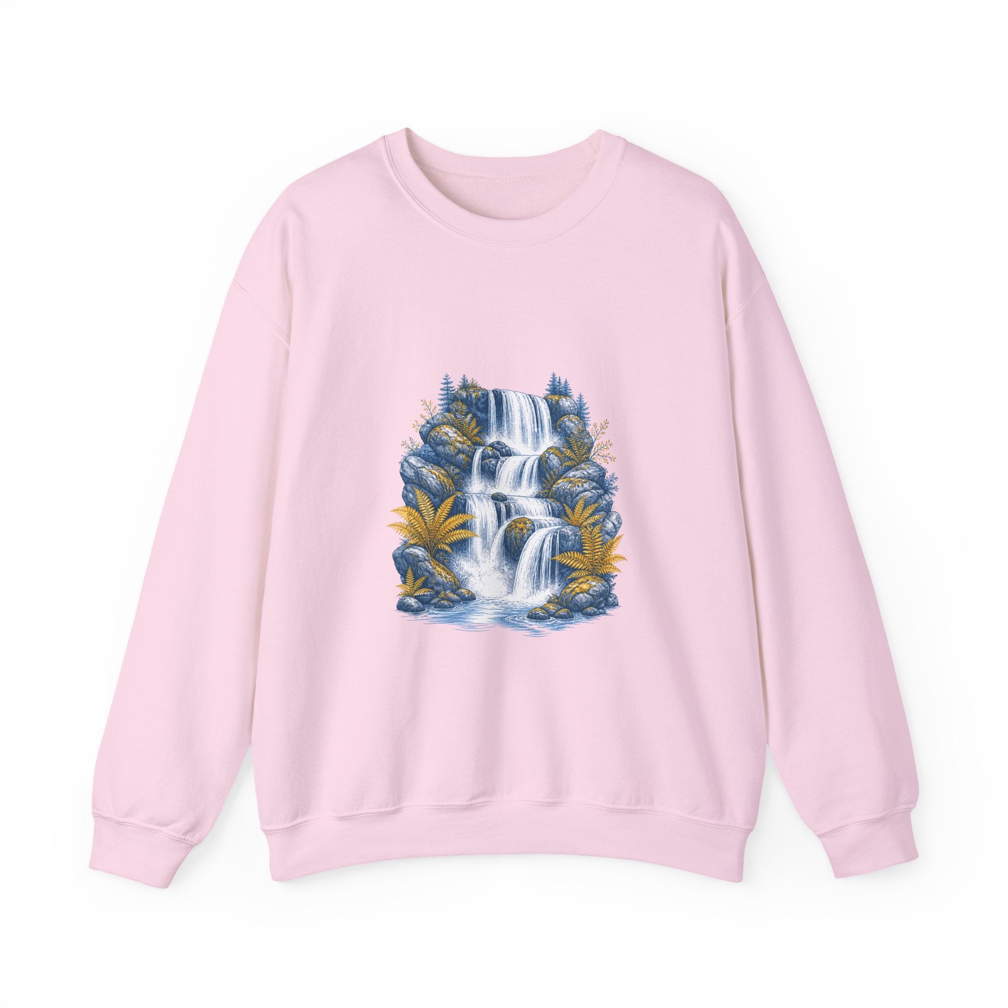 Matching Couple Sweatshirt - Wildfire & Waterfall Matching Couple Comfort Colors Crew Hand-Drawn Art His Hers Anniversary Gift - Design B