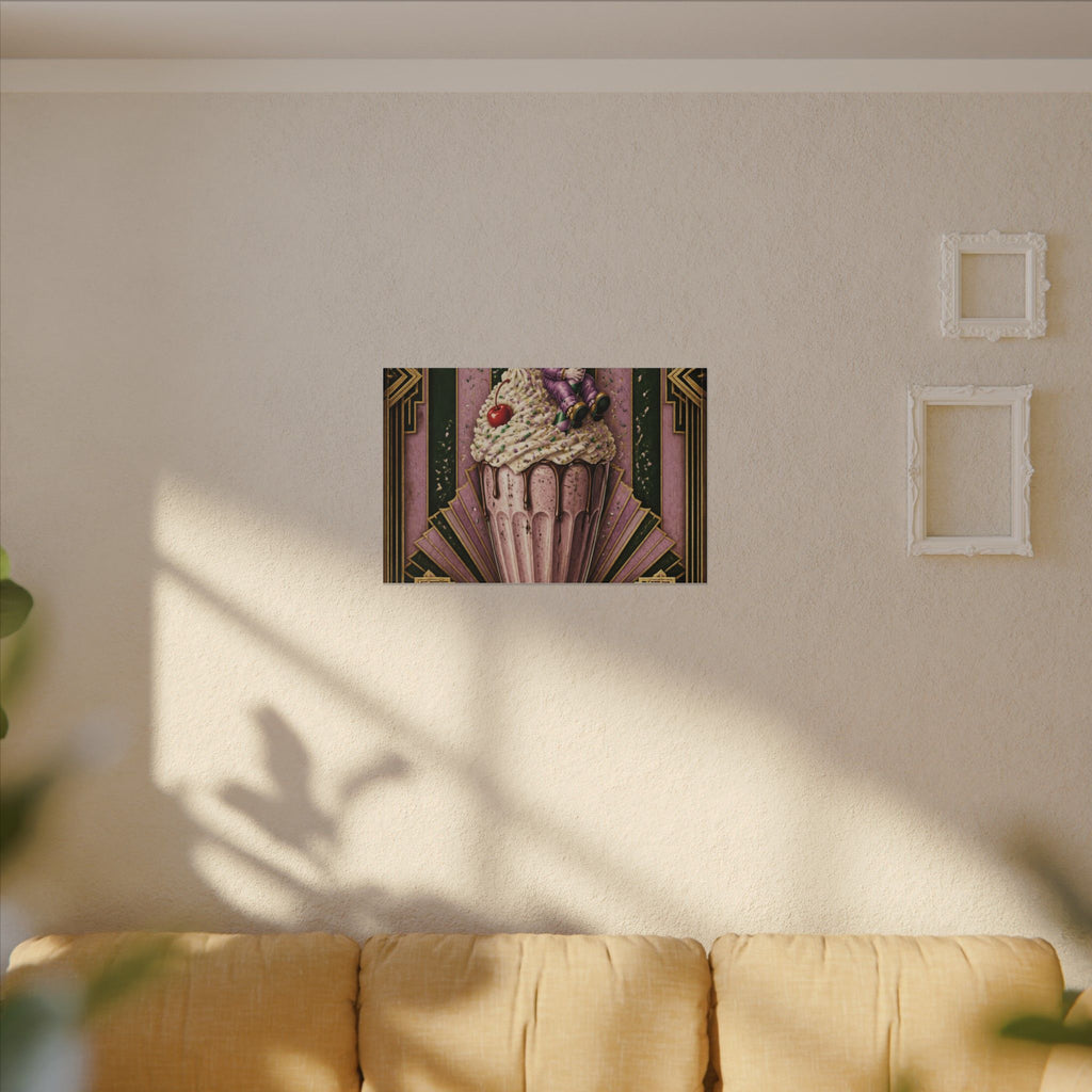 Milkshake Slide Clown Wall Art Canvas 16×20 Art Deco Entryway Decor Maximalist Print