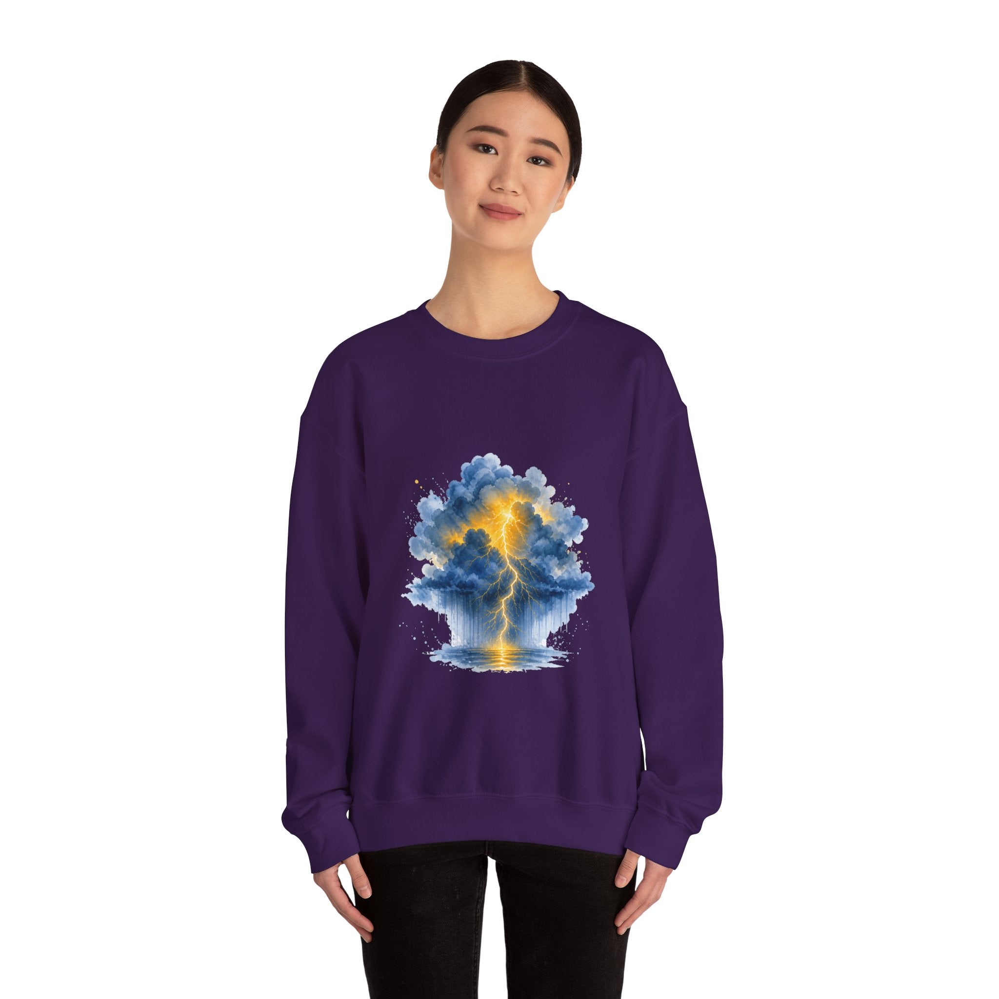 Matching Couple Sweatshirt - Storm & Rainbow Matching Couple Premium Fleece Sweatshirt Watercolor Art His Hers Birthday Gift - Design A