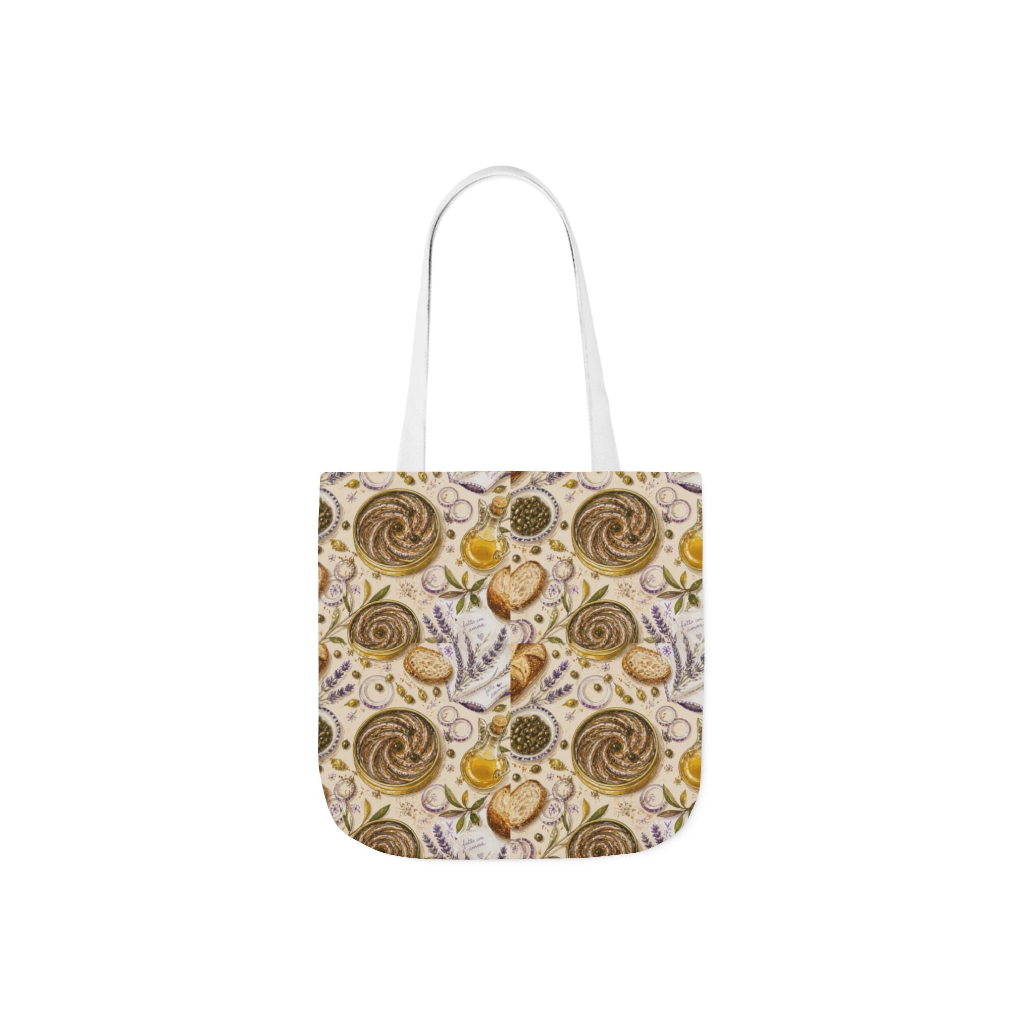 Anchovies & Capers Canvas Tote Bag Mediterranean Kitchen Watercolor Design Italian Cottagecore Gift