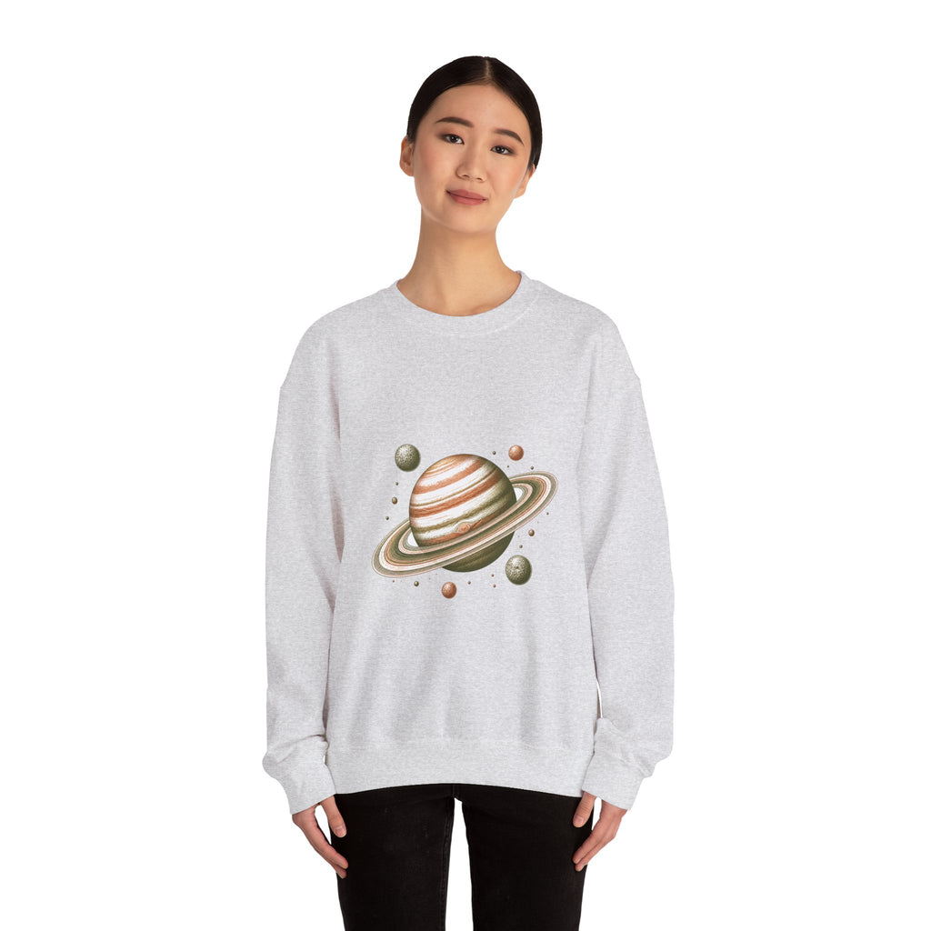Matching Couple Sweatshirt - Saturn & Jupiter Matching Couple Comfort Colors Crew Hand-Drawn Art His Hers Anniversary Gift - Design A