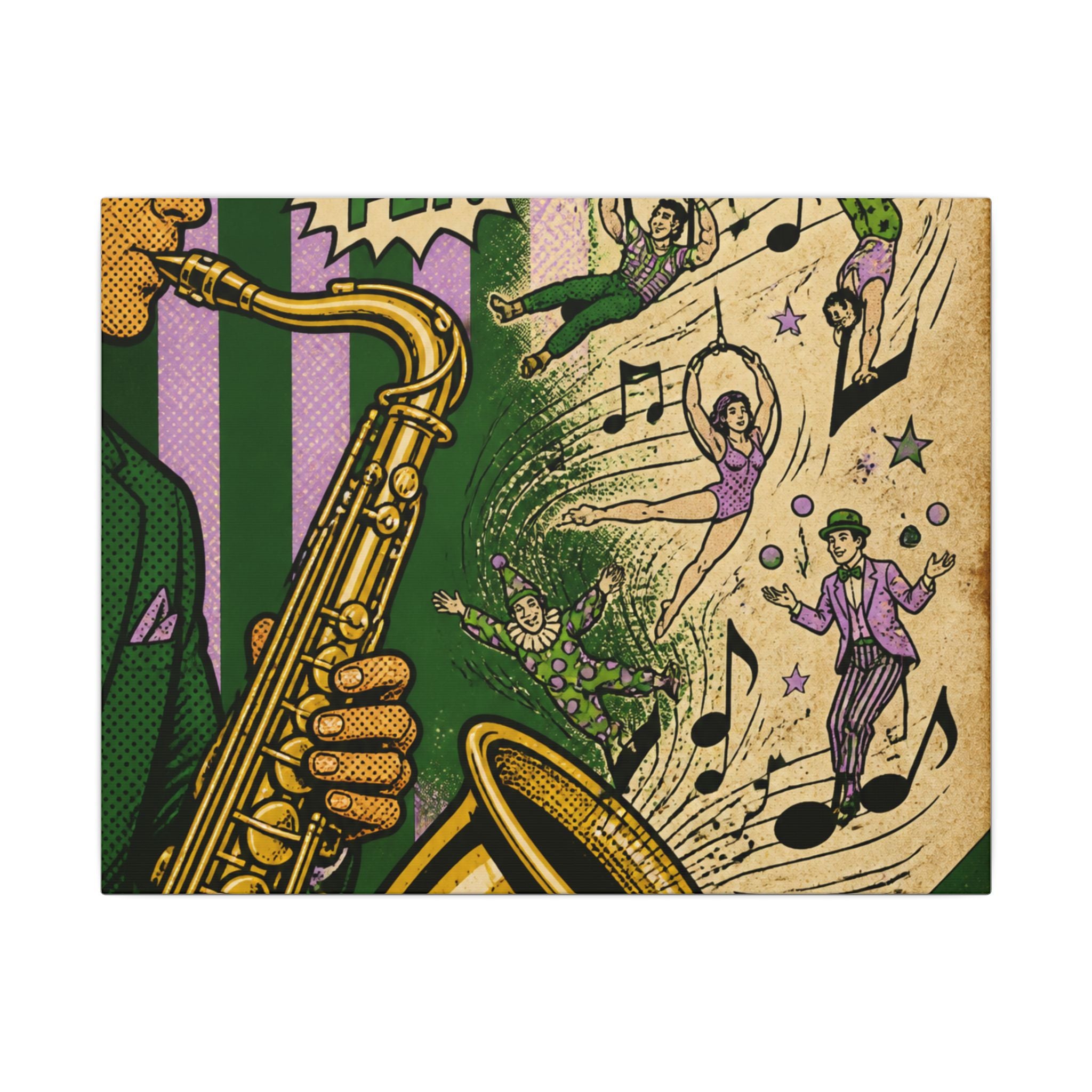 Saxophone Music Circus Wall Art Canvas 24×36 Pop Art Restaurant Decor Maximalist Print