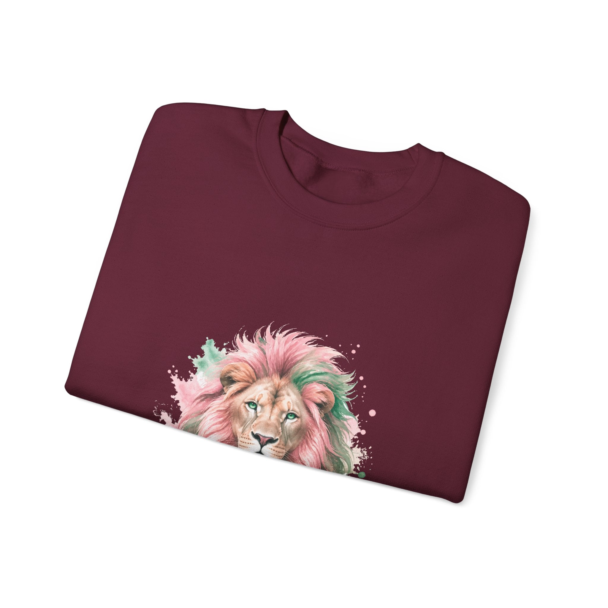 Matching Couple Sweatshirt - Lion & Lamb Matching Couple Premium Fleece Sweatshirt Watercolor Art His Hers Birthday Gift - Design A