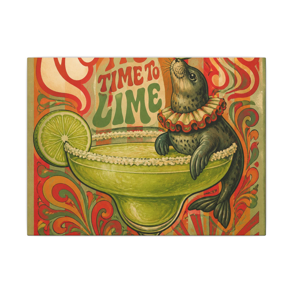 Margarita Balancing Seal Wall Art Canvas 16×20 Psychedelic Cafe Decor Maximalist Print
