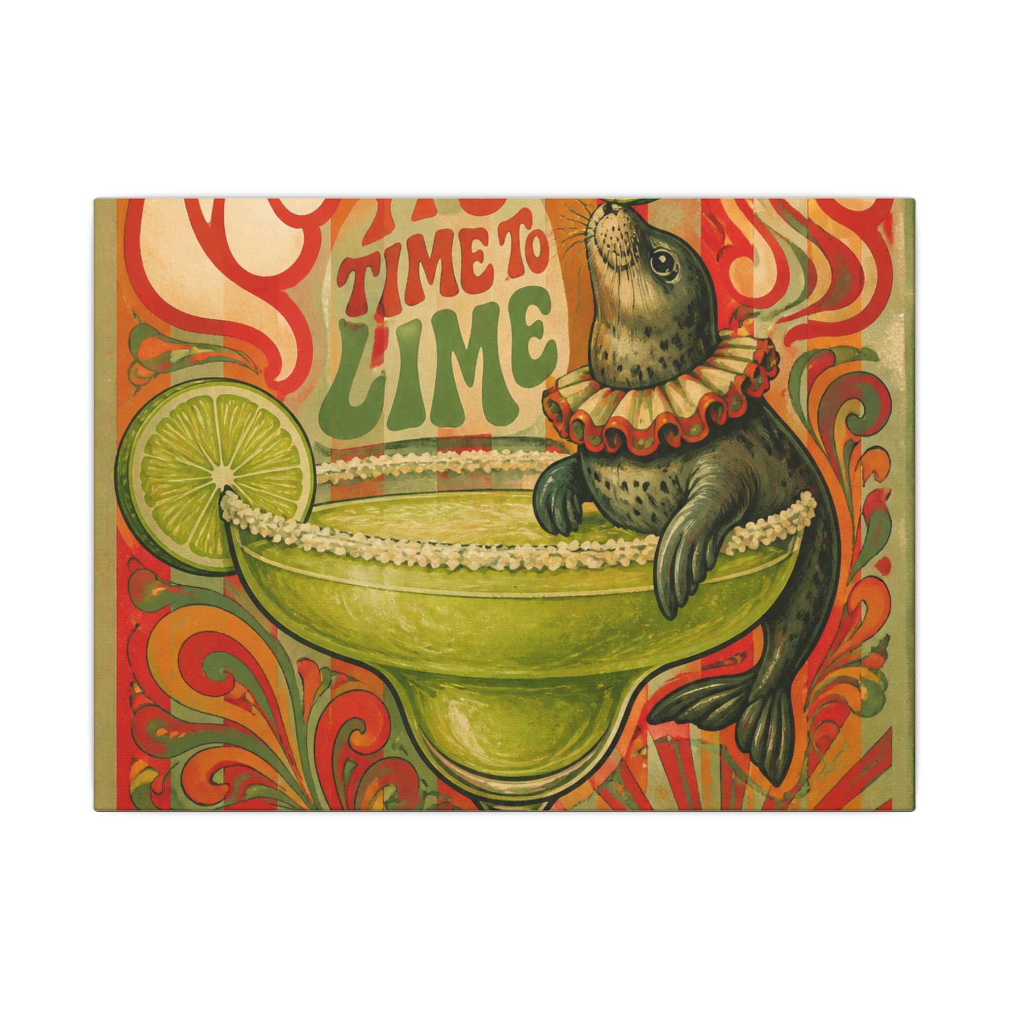 Margarita Balancing Seal Wall Art Canvas 16×20 Psychedelic Cafe Decor Maximalist Print