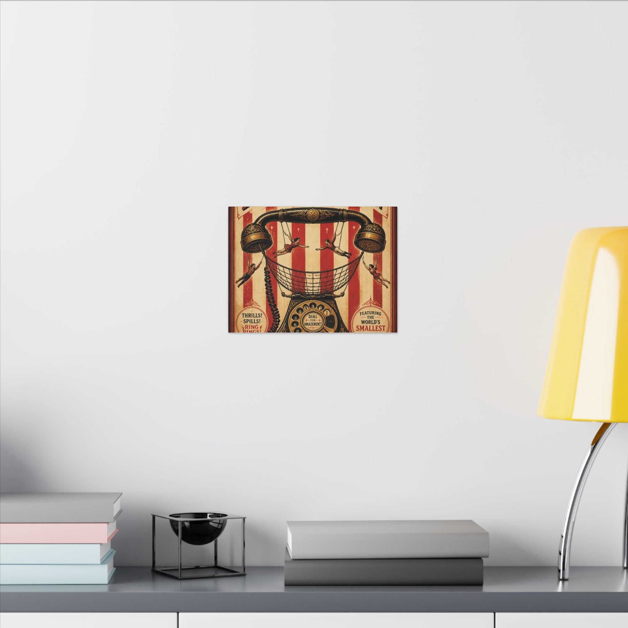 Vintage Telephone Booth Wall Art Canvas 16×20 Vintage Circus Kitchen Decor Maximalist Print