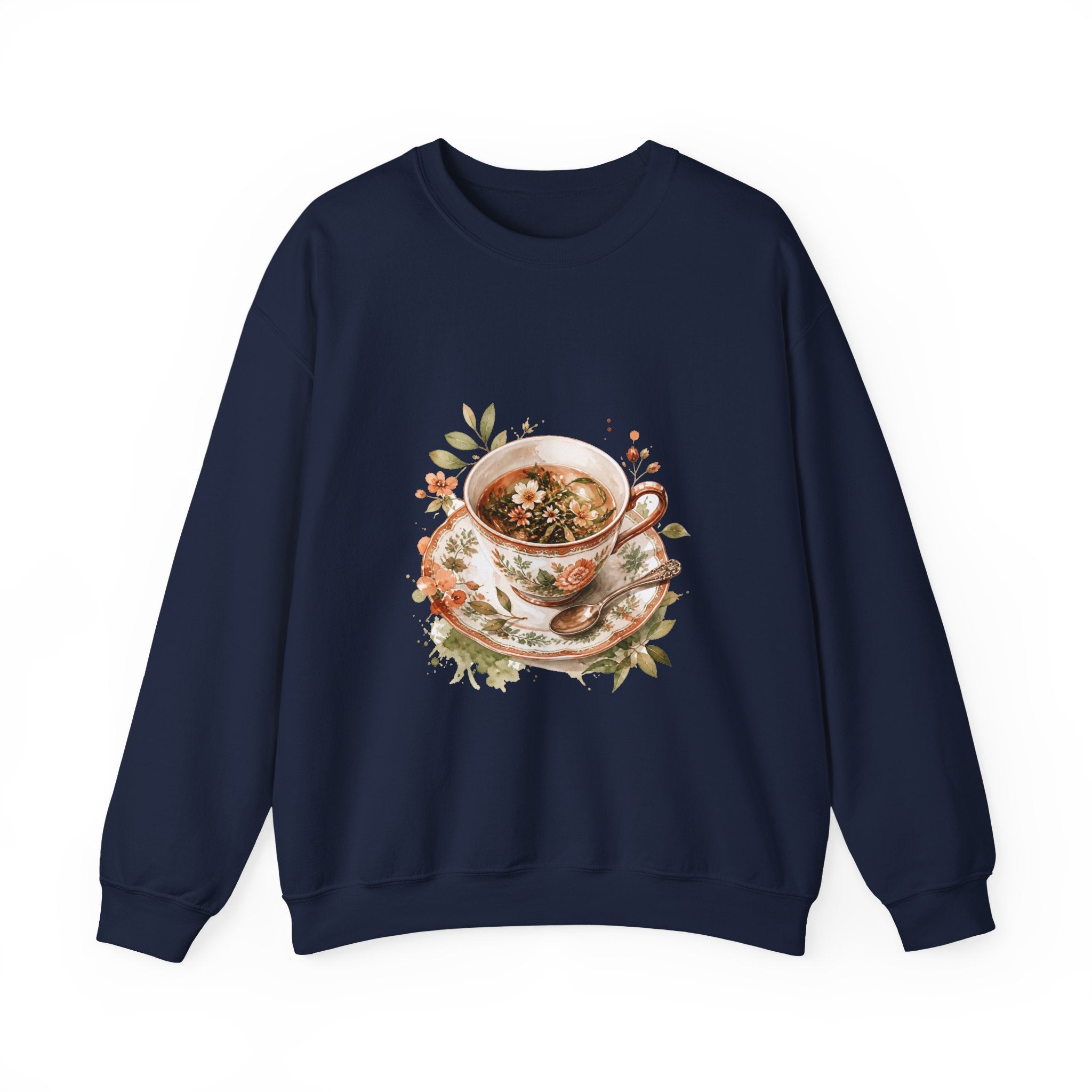 Matching Couple Sweatshirt - Coffee & Tea Matching Couple Crewneck Sweatshirt Watercolor Art His Hers Engagement Gift - Design B