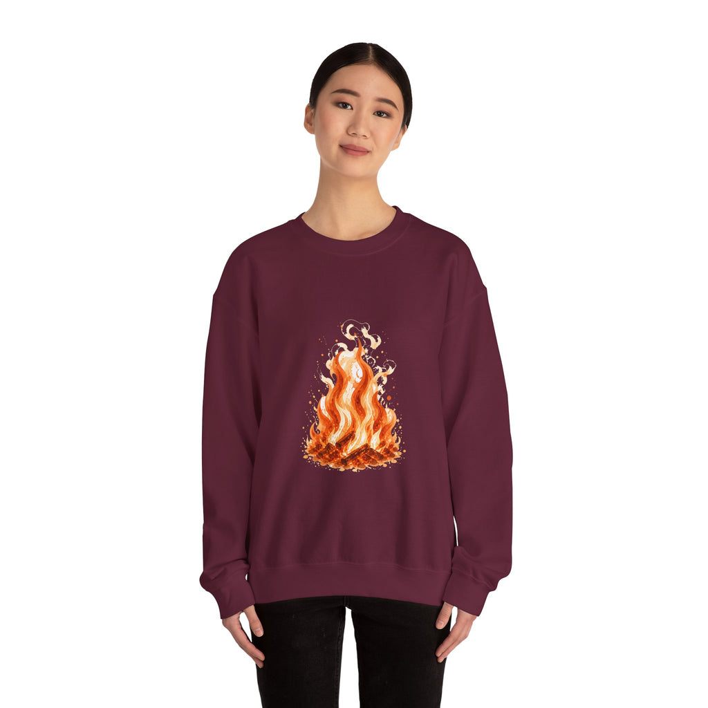 Matching Couple Sweatshirt - Wildfire & Waterfall Matching Couple Comfort Colors Crew Watercolor Art His Hers Birthday Gift - Design A