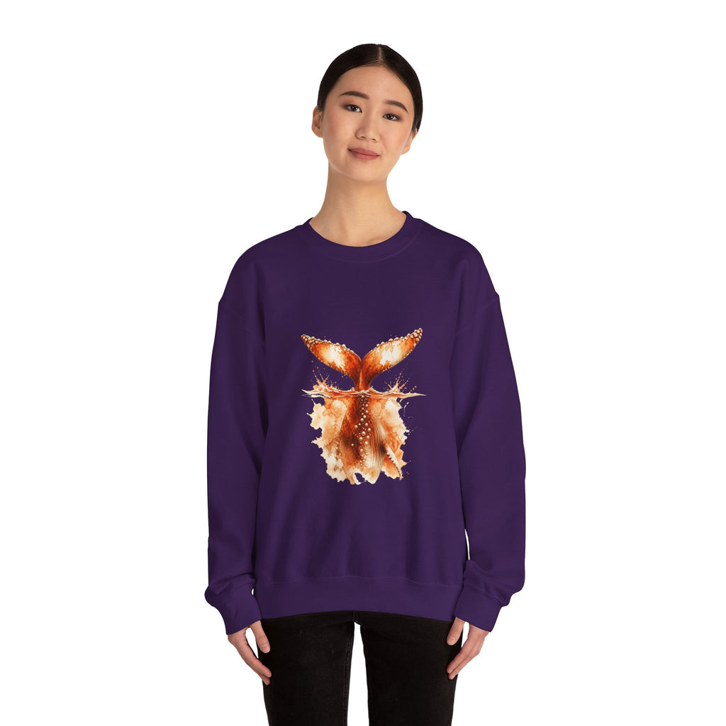 Matching Couple Sweatshirt - Eagle & Whale Matching Couple Premium Fleece Sweatshirt Watercolor Art His Hers Birthday Gift - Design B