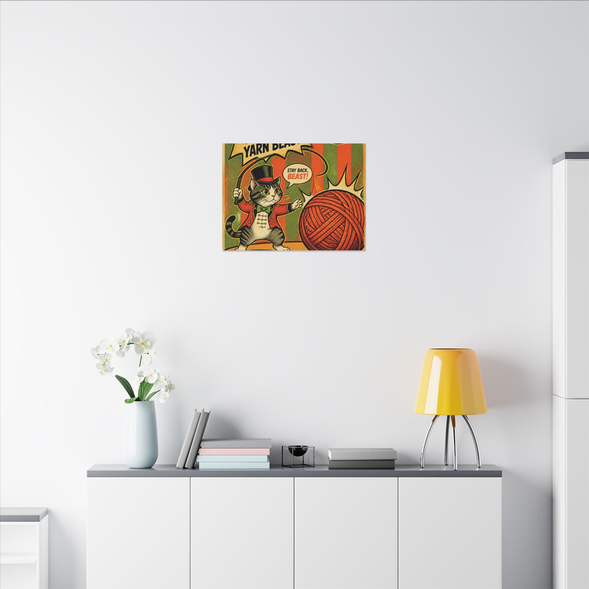 Cat Lion Tamer Wall Art Canvas 16×20 Pop Art Living Room Decor Maximalist Print