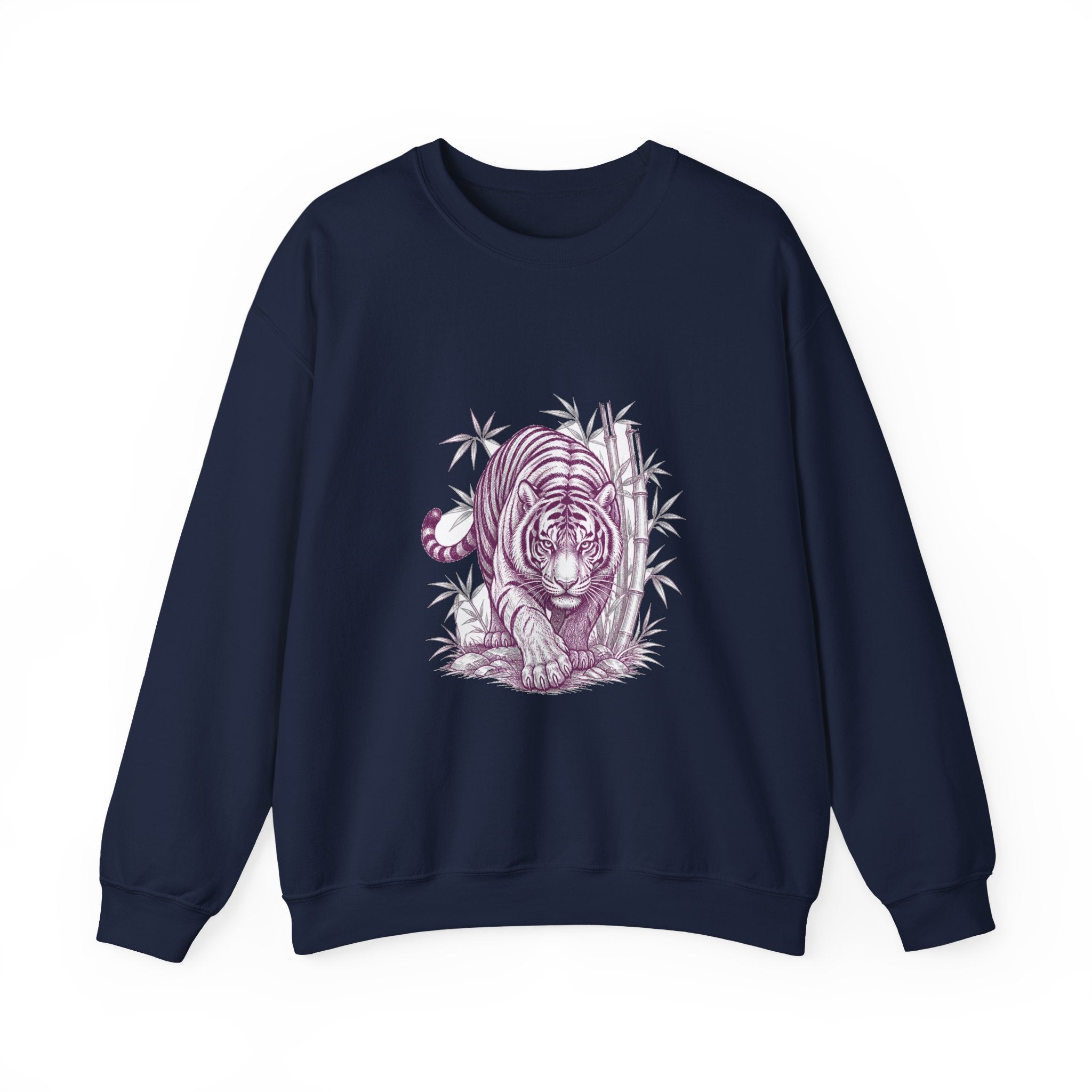 Matching Couple Sweatshirt - Tiger & Crane Matching Couple Crewneck Sweatshirt Hand-Drawn Art His Hers Best Friend Gift - Design A