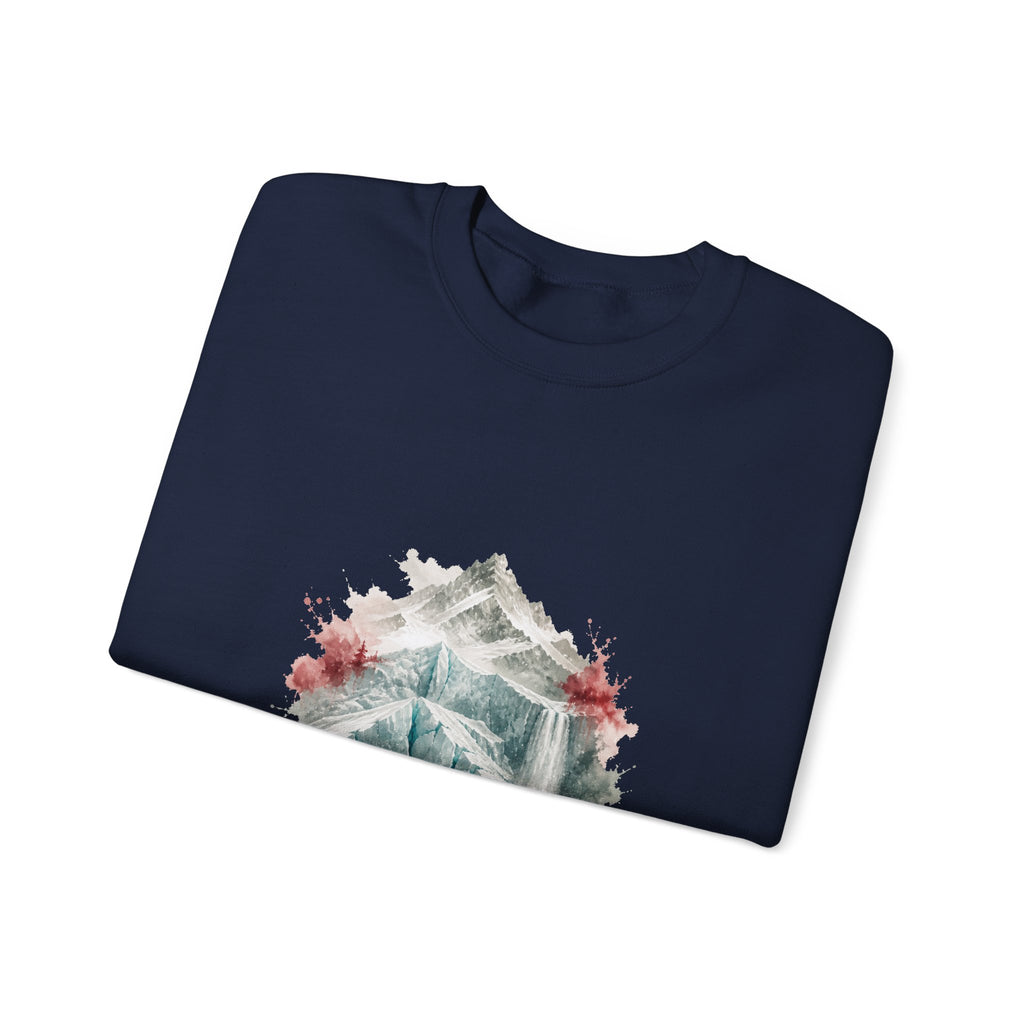 Matching Couple Sweatshirt - Volcano & Glacier Matching Couple Premium Fleece Sweatshirt Watercolor Art His Hers Birthday Gift - Design B