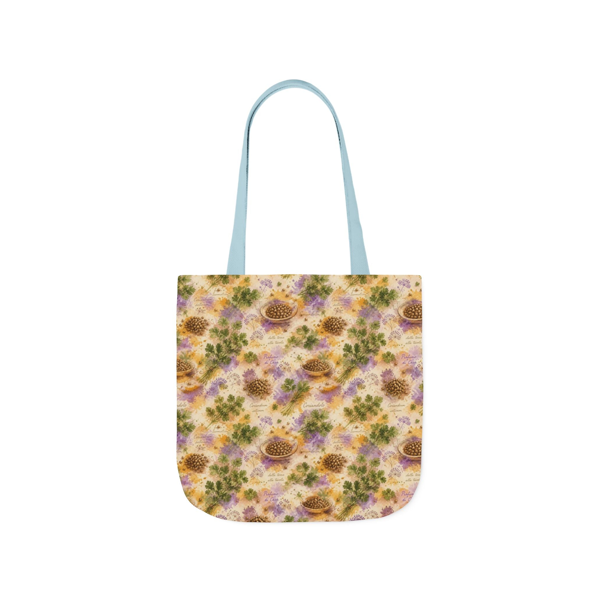 Coriander & Seeds Canvas Tote Bag Mediterranean Kitchen Watercolor Splash Design Italian Cottagecore Gift